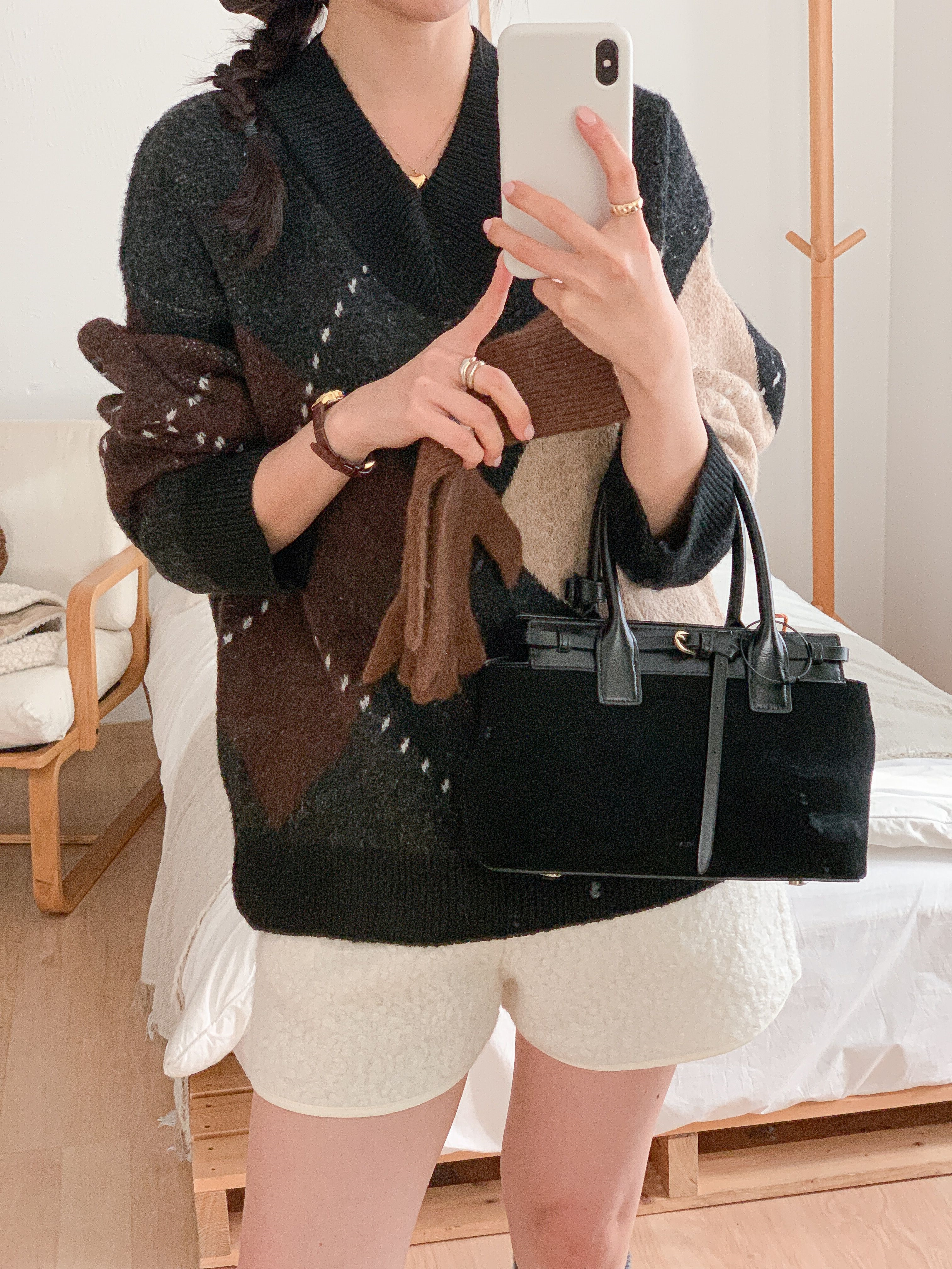 Vネックルーズアーガイルニット | 詳細画像14