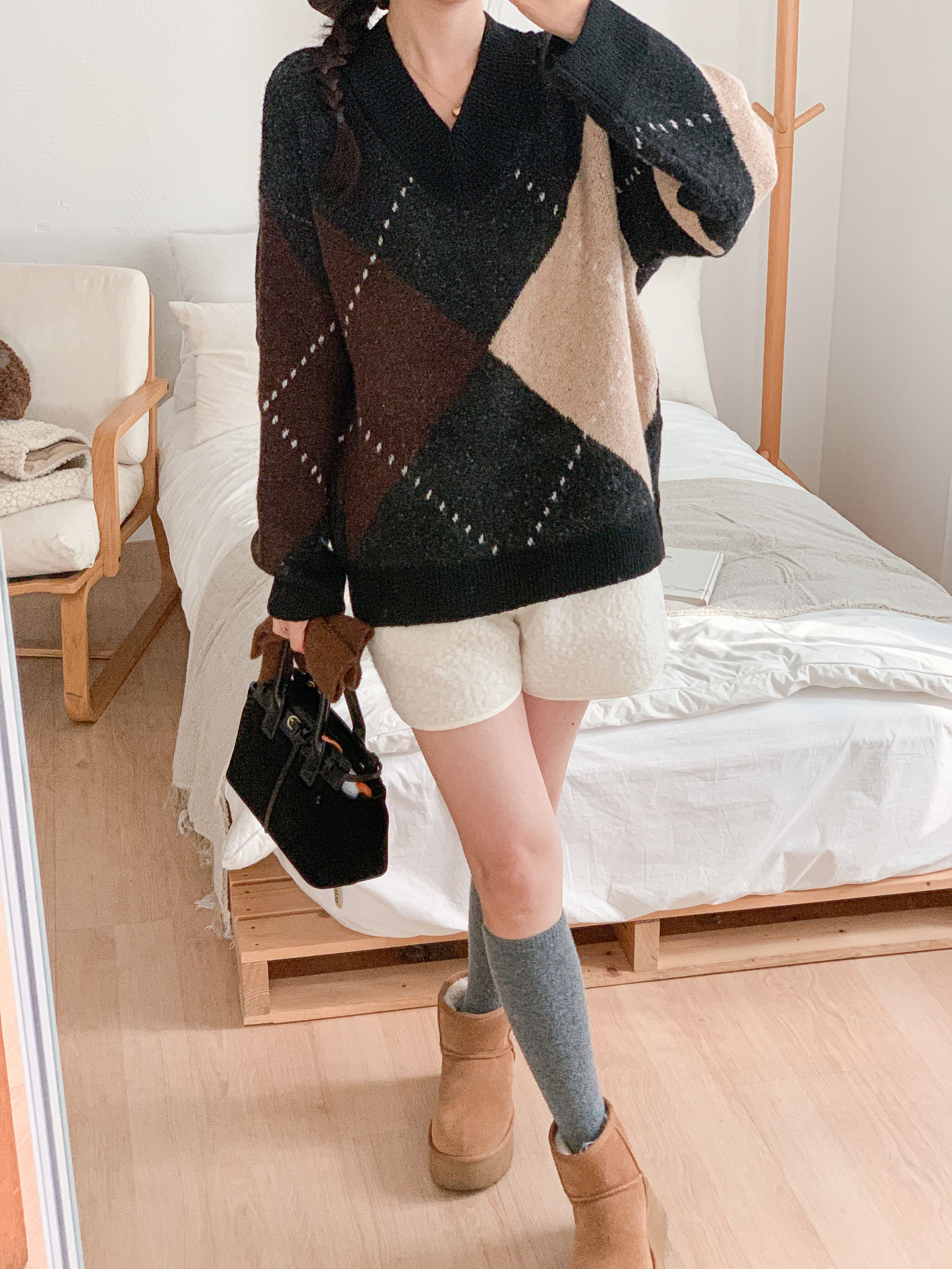 Vネックルーズアーガイルニット | 詳細画像18