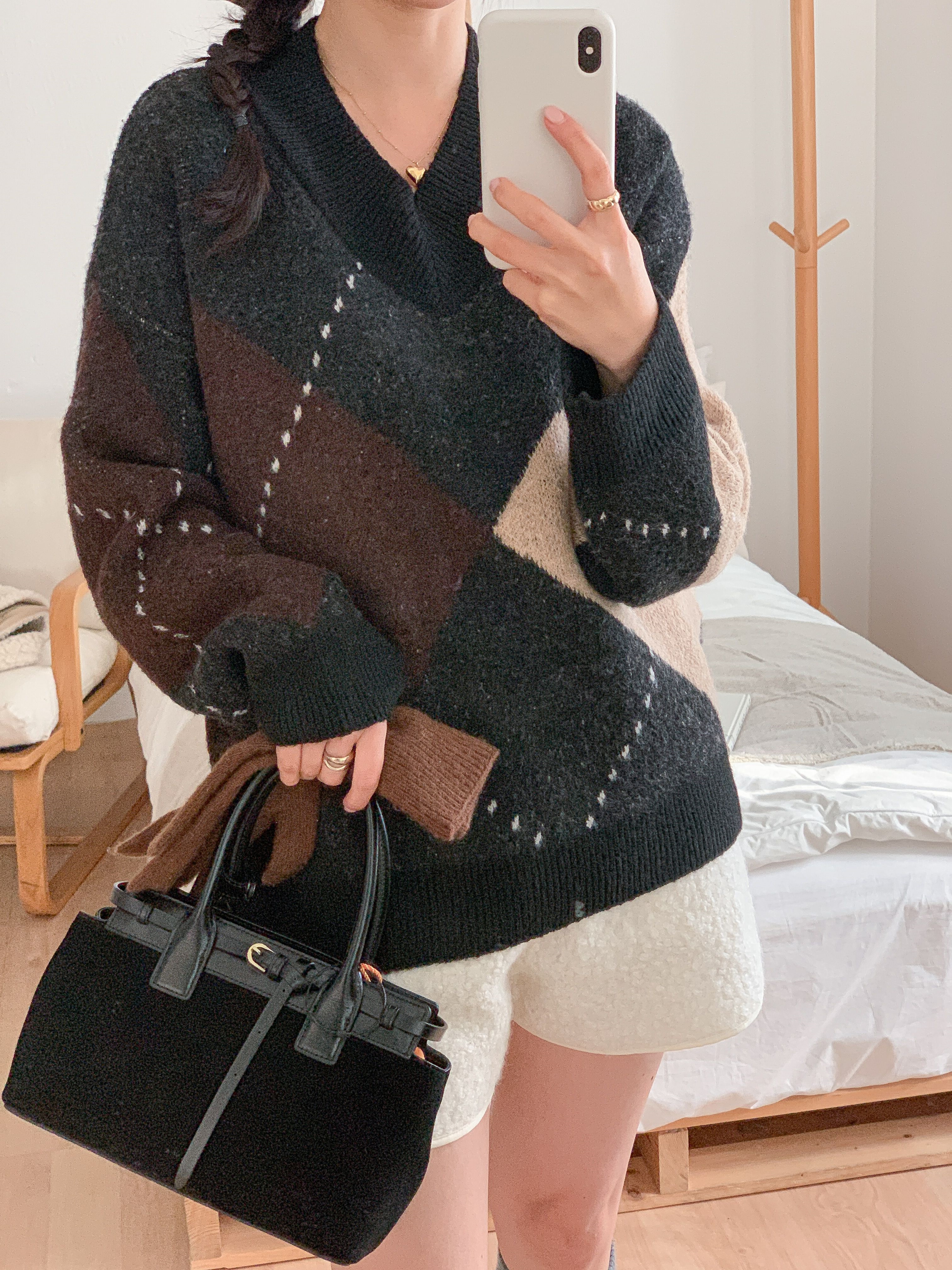 Vネックルーズアーガイルニット | 詳細画像20