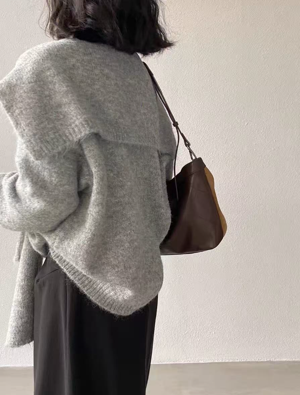 Vネックルーズ長袖カラーニットショール付 | 詳細画像3