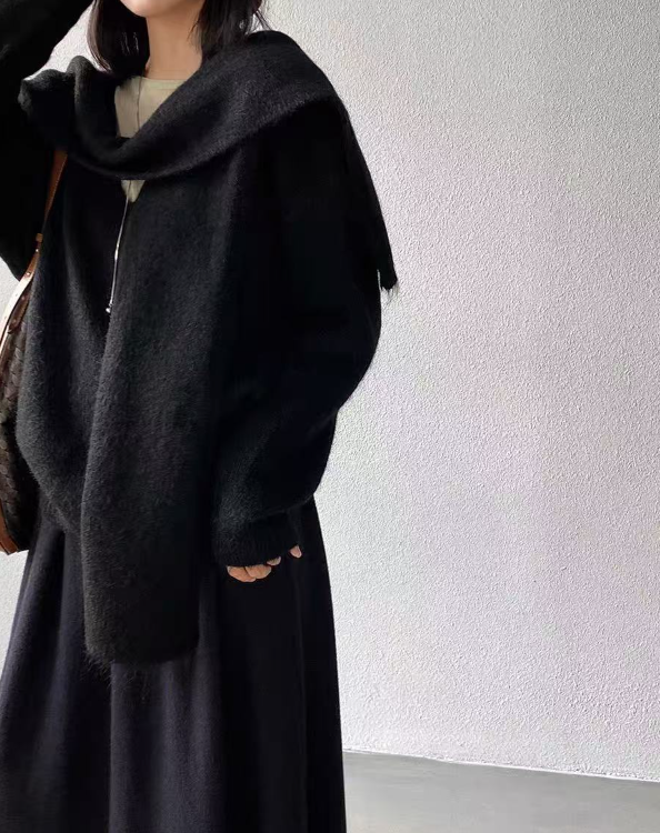 Vネックルーズ長袖カラーニットショール付 | 詳細画像11