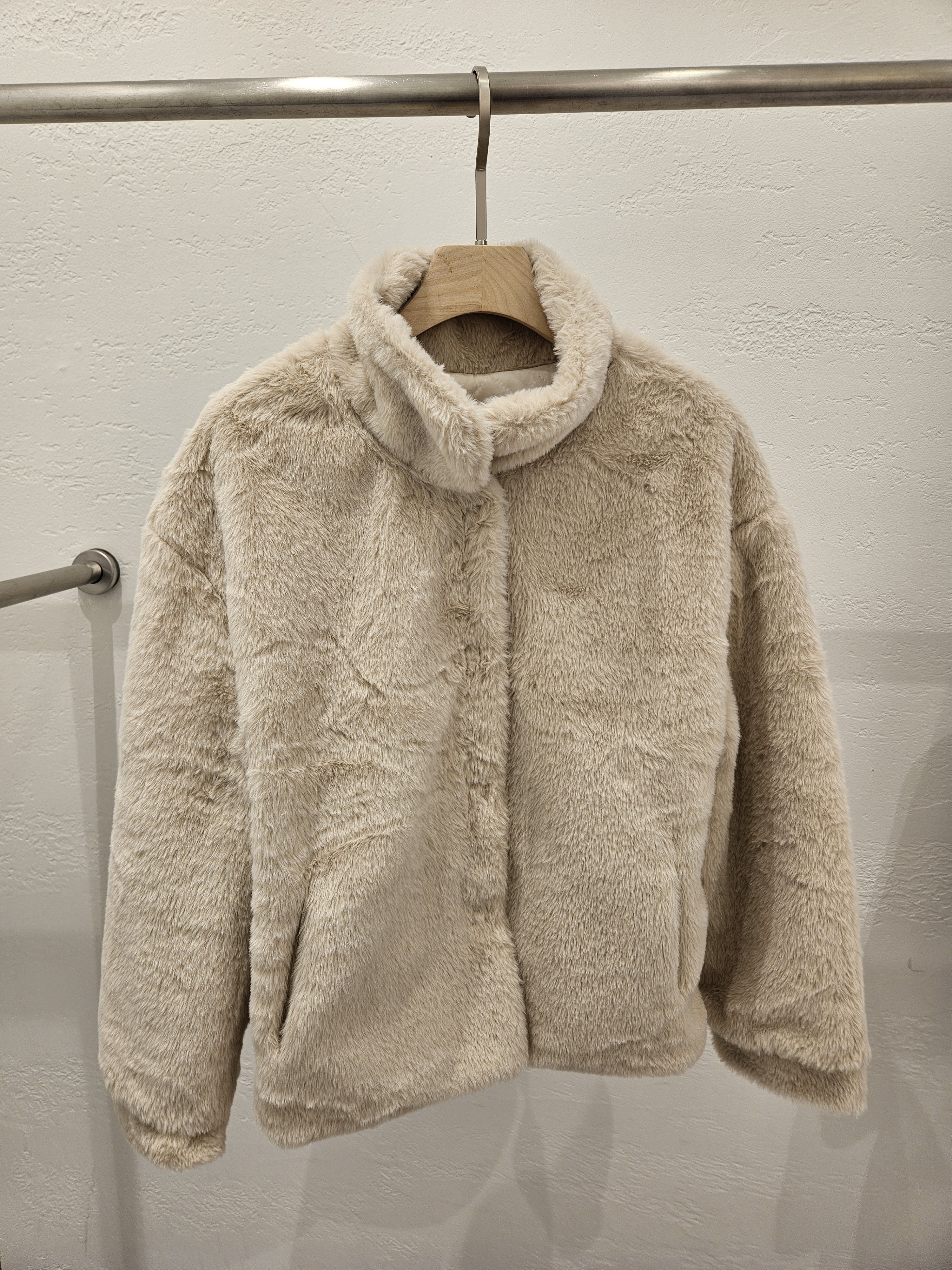 キルティングエコファーカラーハイネックベーシックジャケット | 詳細画像9