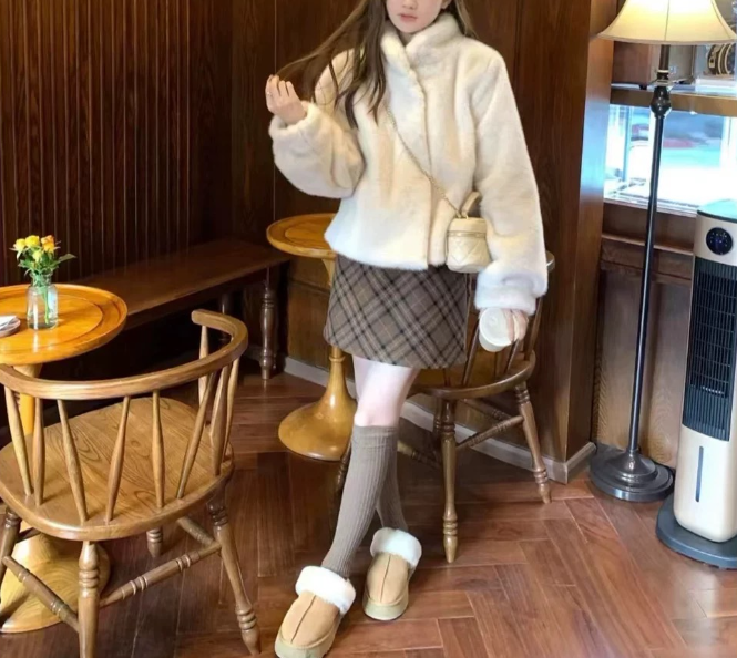 キルティングエコファーカラーハイネックベーシックジャケット | 詳細画像4