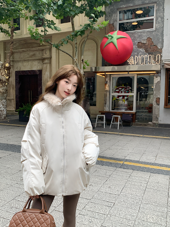 ファー裏地ジップアップハイネックポケットオーバーサイズダウンジャケット | 詳細画像14