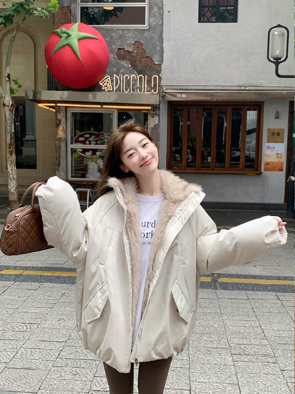 ファー裏地ジップアップハイネックポケットオーバーサイズダウンジャケット | 詳細画像16