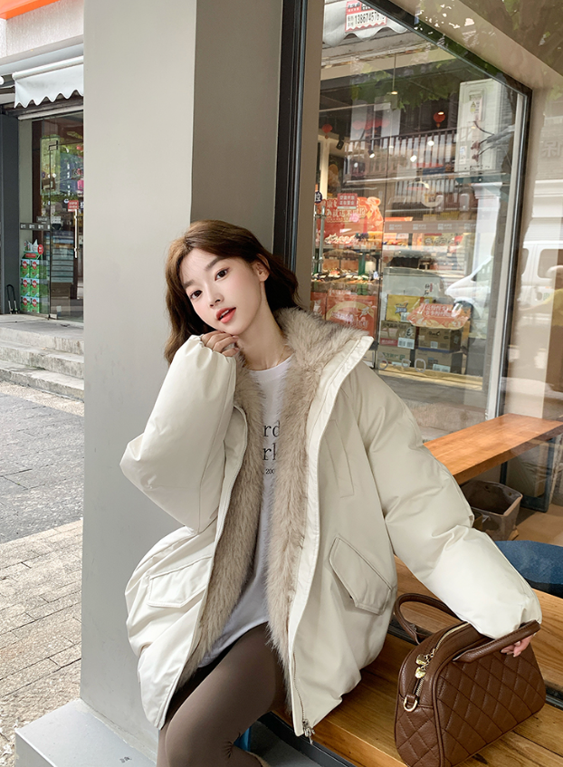 ファー裏地ジップアップハイネックポケットオーバーサイズダウンジャケット | 詳細画像19