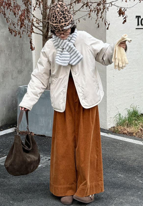 ポケットルーズスナップボタンボーダーカラージャンパーリバーシブルマフラー付 | 詳細画像10