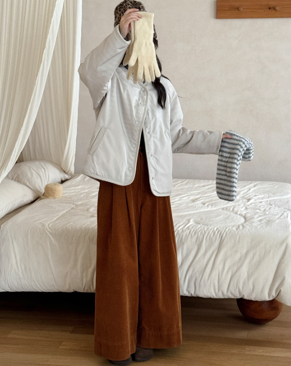 ポケットルーズスナップボタンボーダーカラージャンパーリバーシブルマフラー付 | 詳細画像11