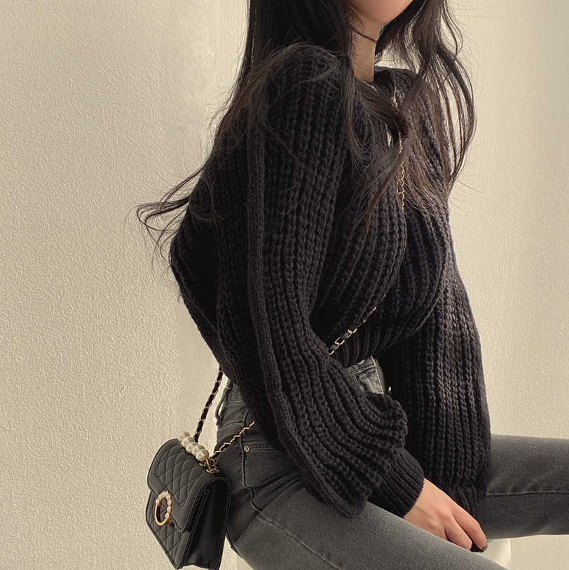 ラウンドネッククロップドカラーニット | 詳細画像3