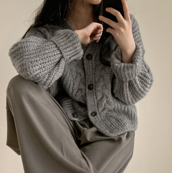 ボタンラウンドネックケーブルカラーカーディガン | 詳細画像7