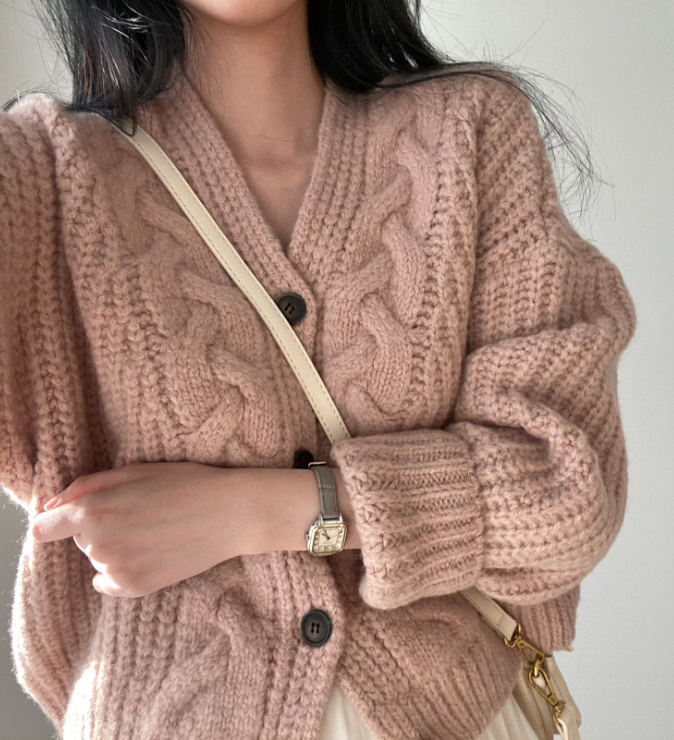 ボタンラウンドネックケーブルカラーカーディガン | 詳細画像8