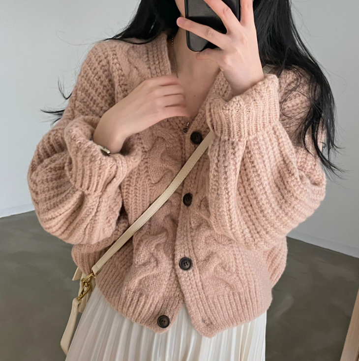 ボタンラウンドネックケーブルカラーカーディガン | 詳細画像9
