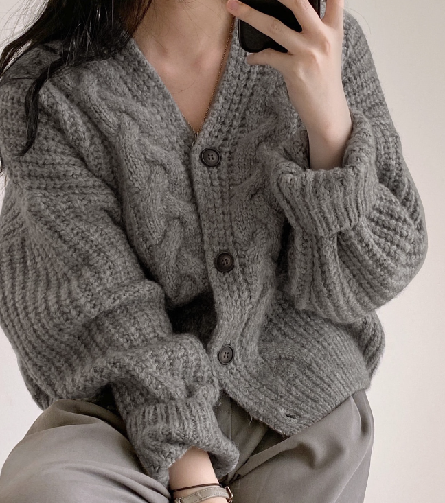 ボタンラウンドネックケーブルカラーカーディガン | 詳細画像11