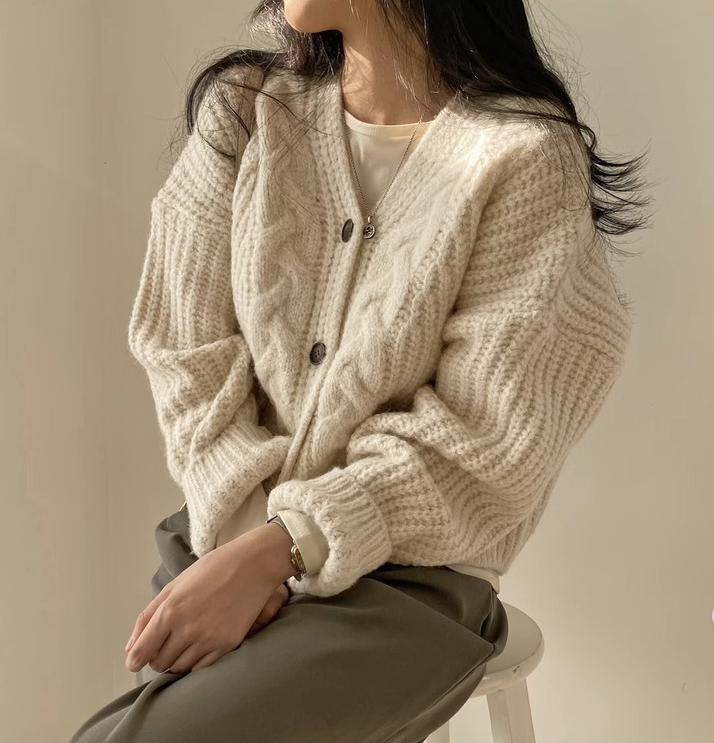 ボタンラウンドネックケーブルカラーカーディガン | 詳細画像14
