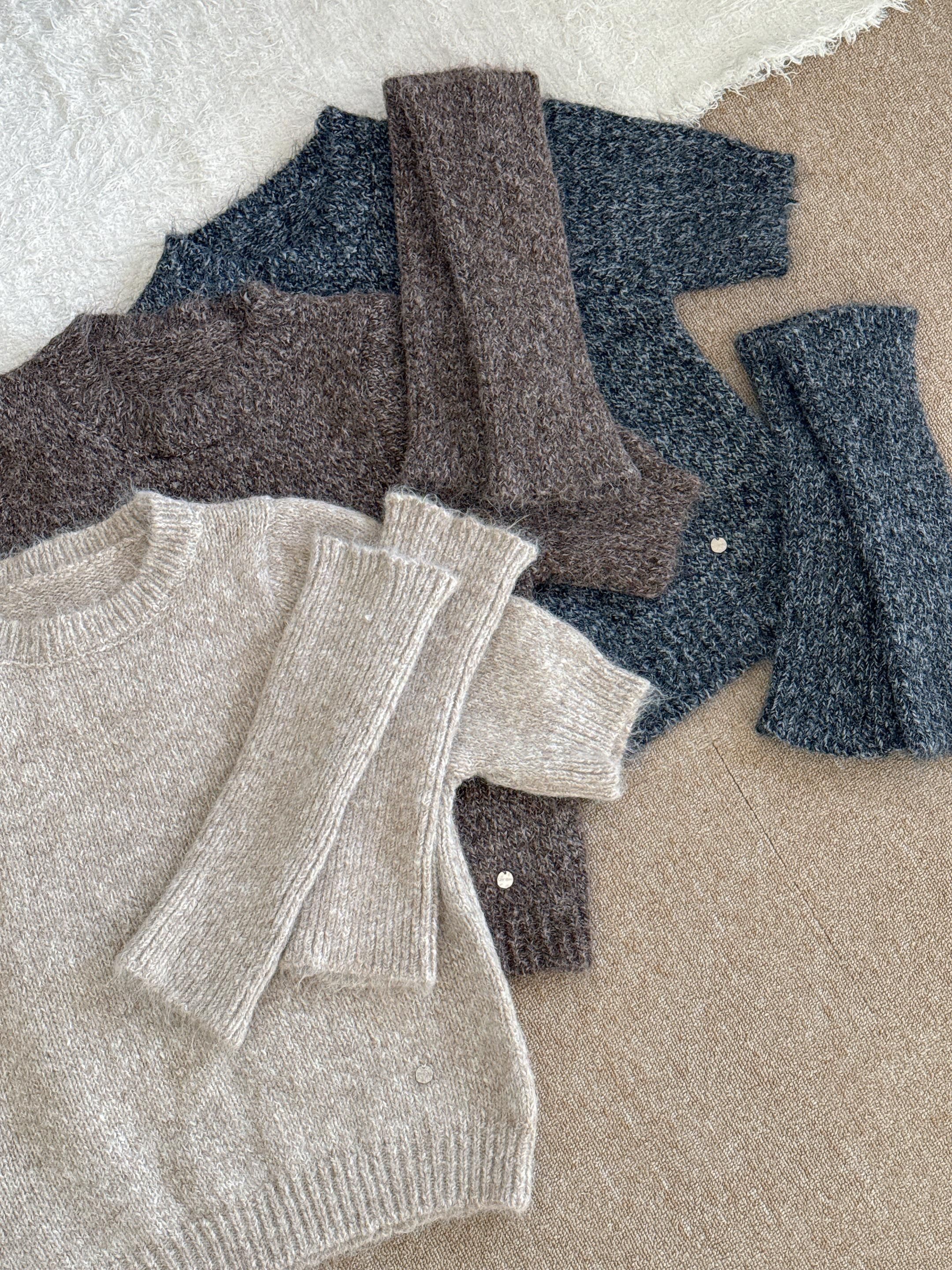 ウール混ラウンドネック半袖無地カラーニットアームウォーマー付 | 詳細画像5