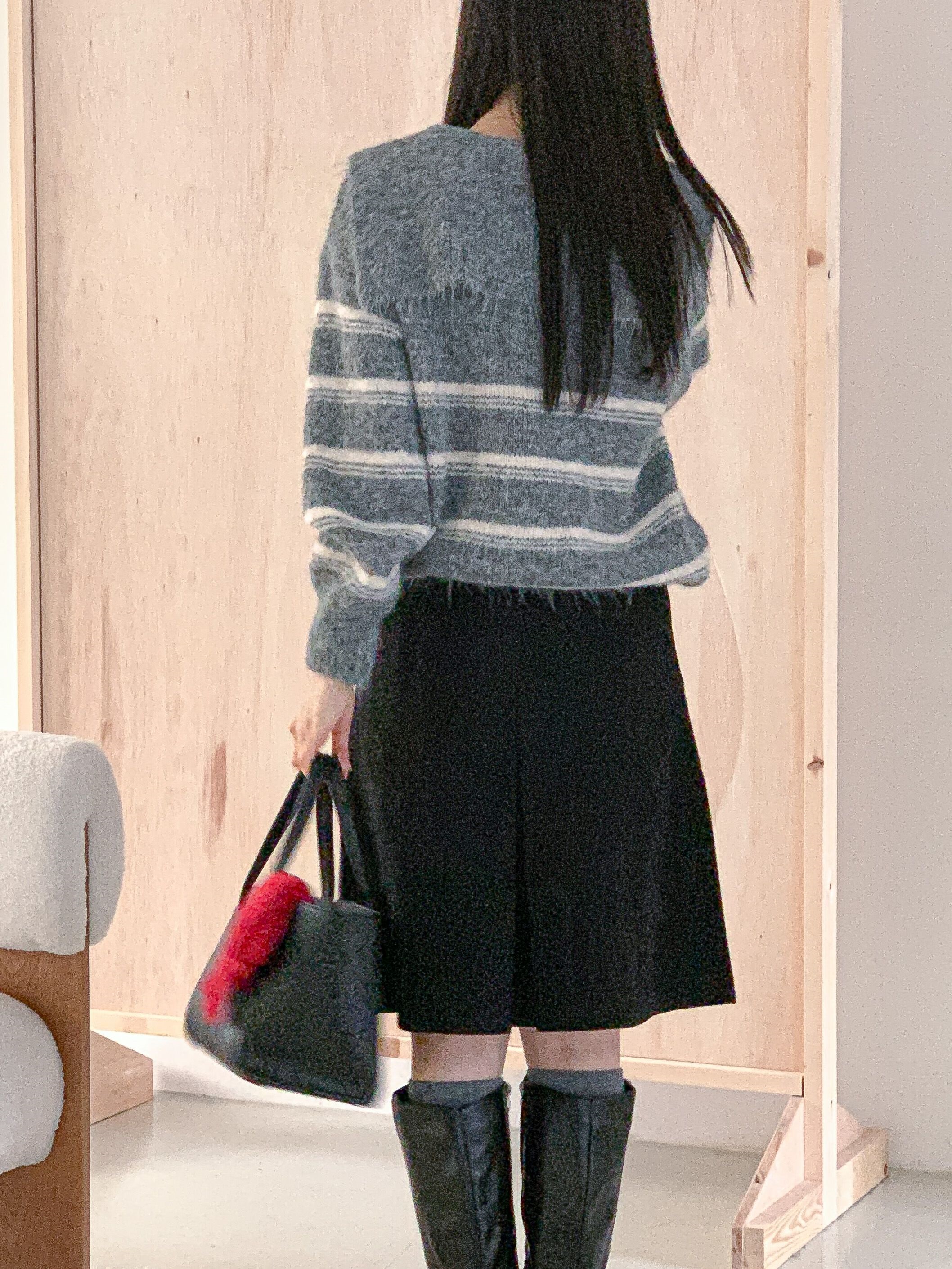 ウール混ハーフジップセーラーカラードローストリングボーダーカラーニット | 詳細画像2