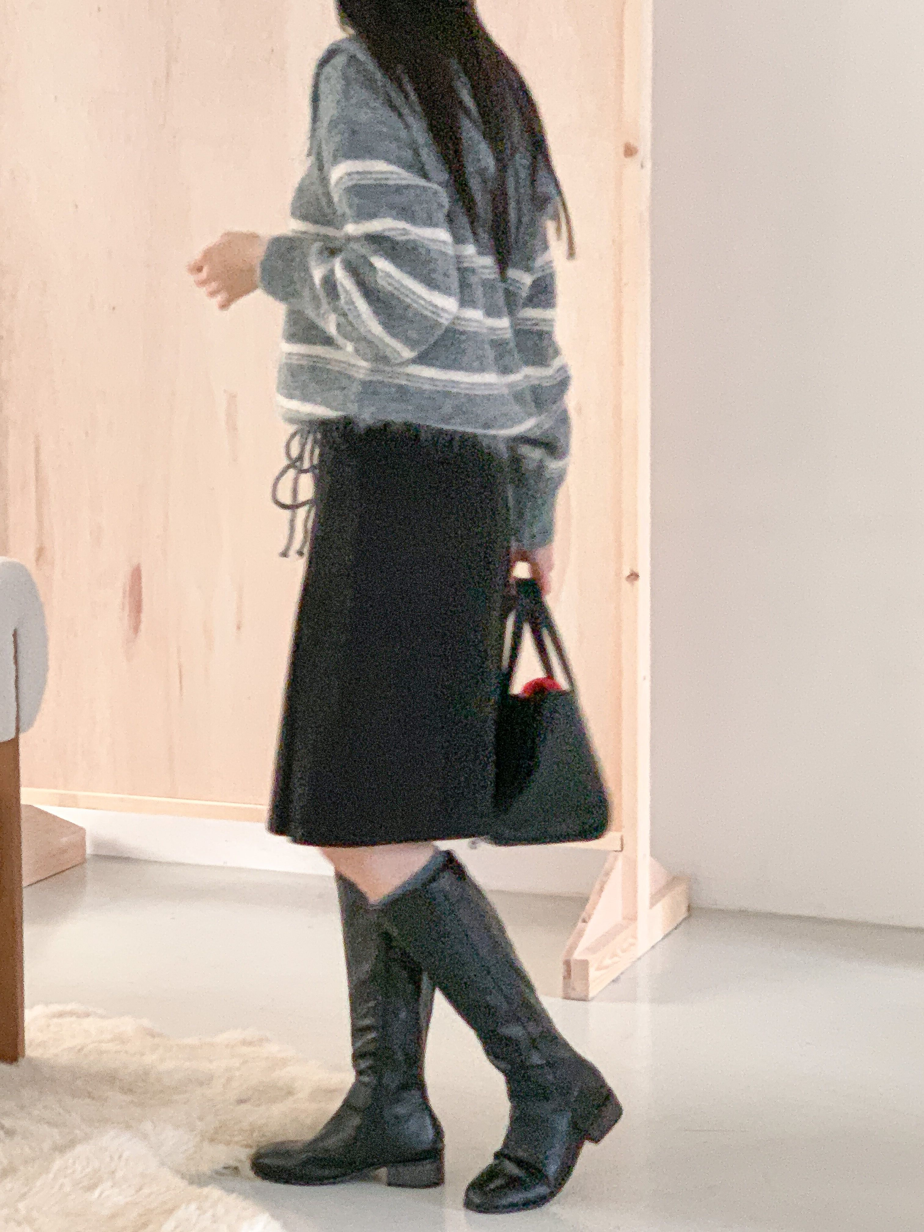 ウール混ハーフジップセーラーカラードローストリングボーダーカラーニット | 詳細画像5