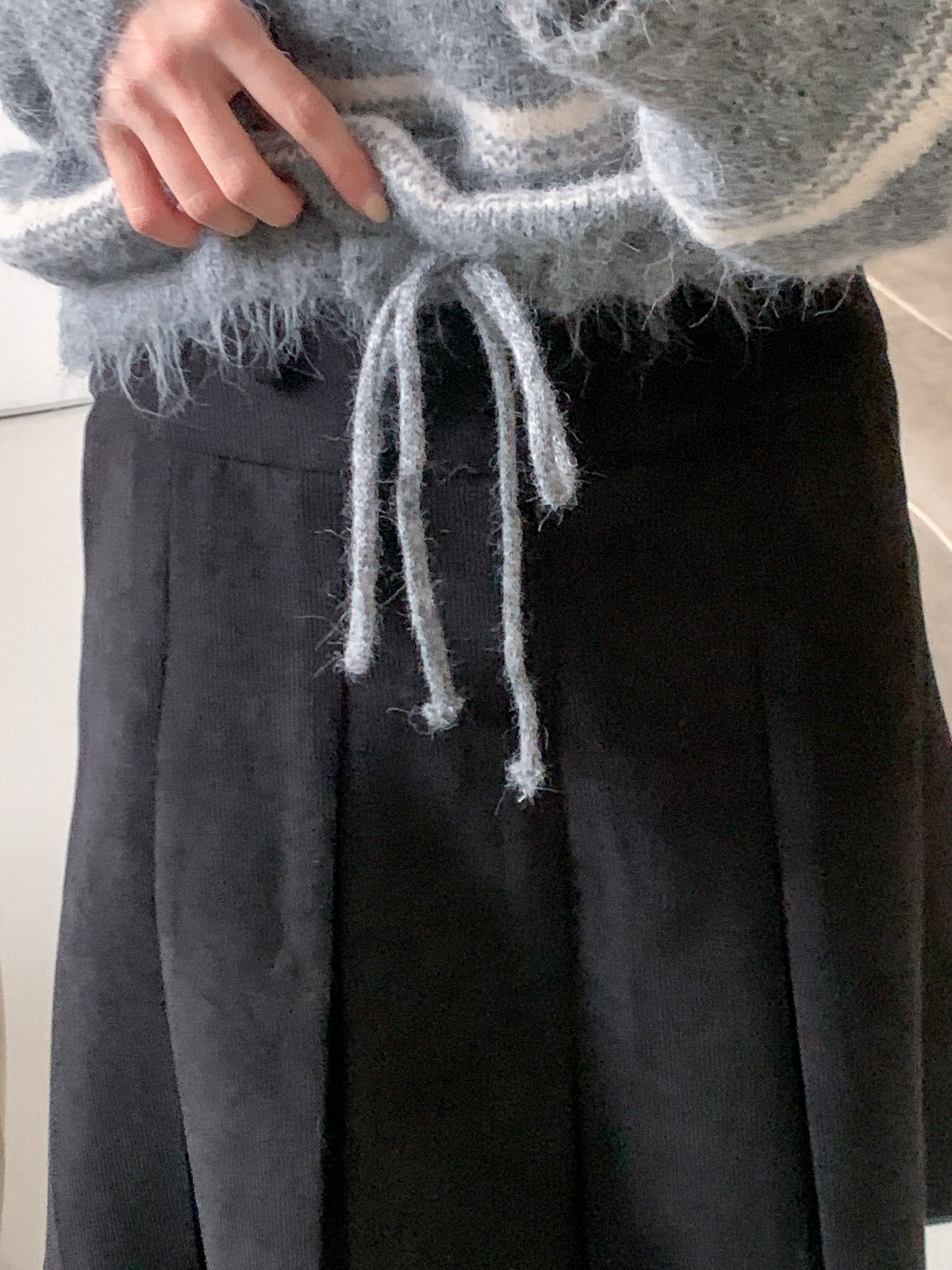 ウール混ハーフジップセーラーカラードローストリングボーダーカラーニット | 詳細画像22