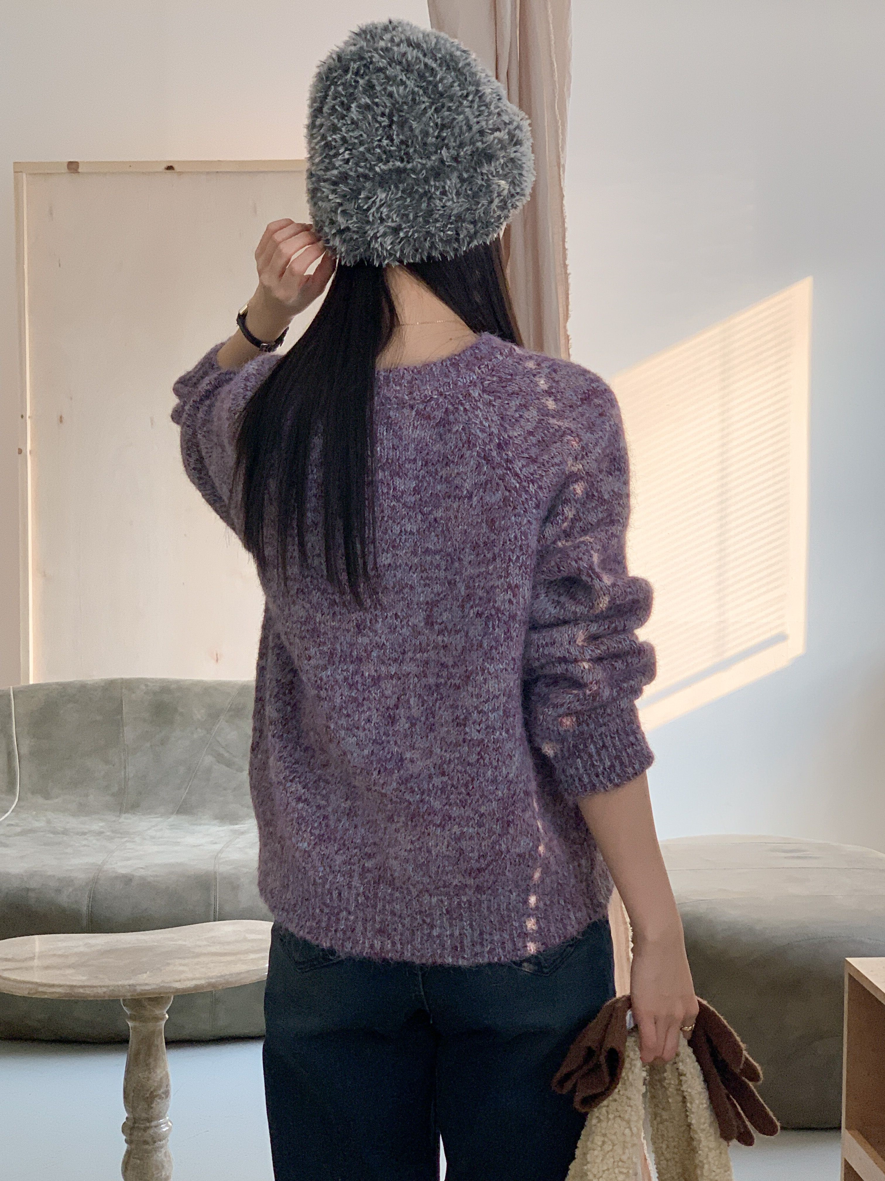 ウール混Vネックルーズカラーニット | 詳細画像9