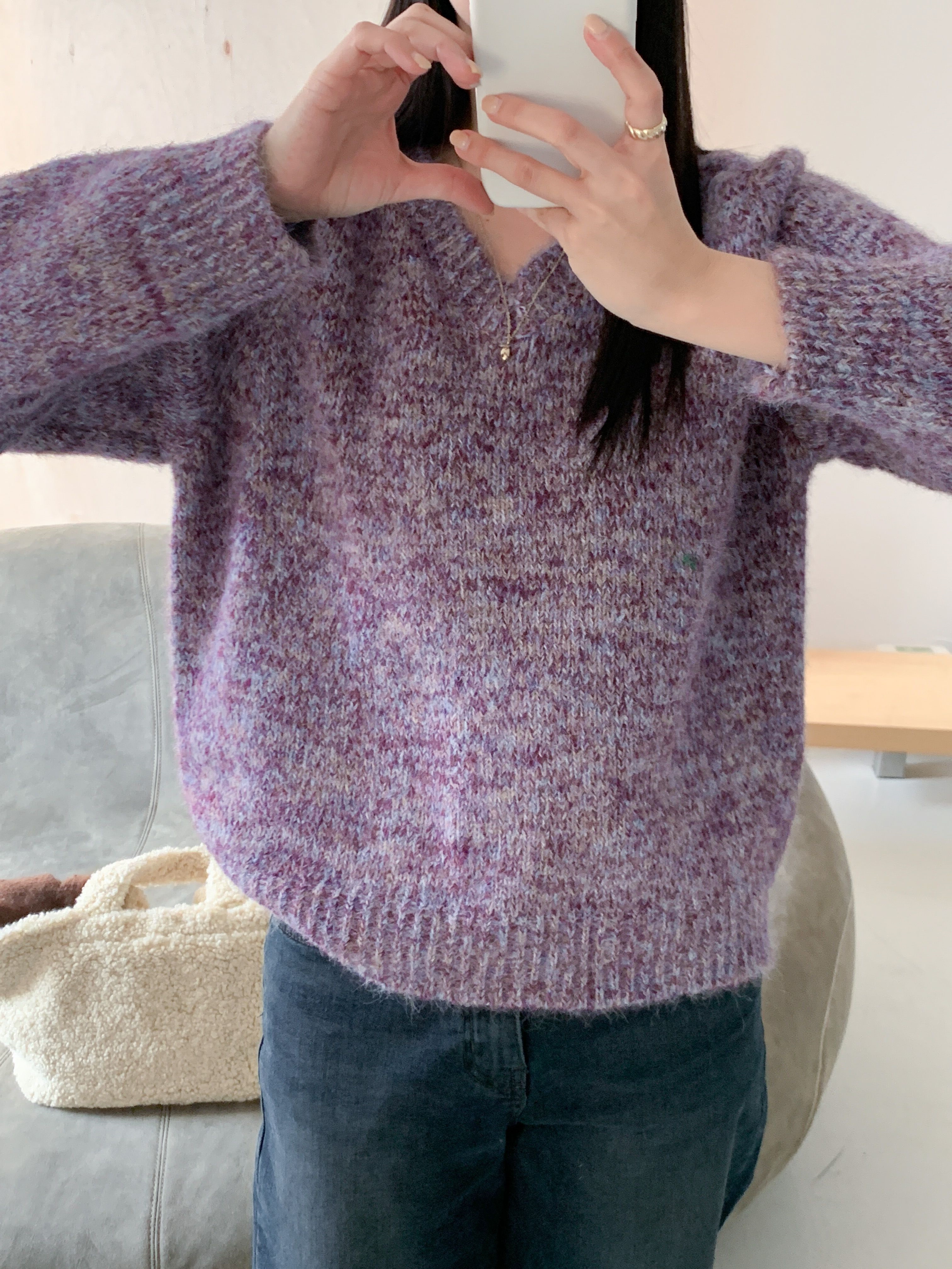 ウール混Vネックルーズカラーニット | 詳細画像10