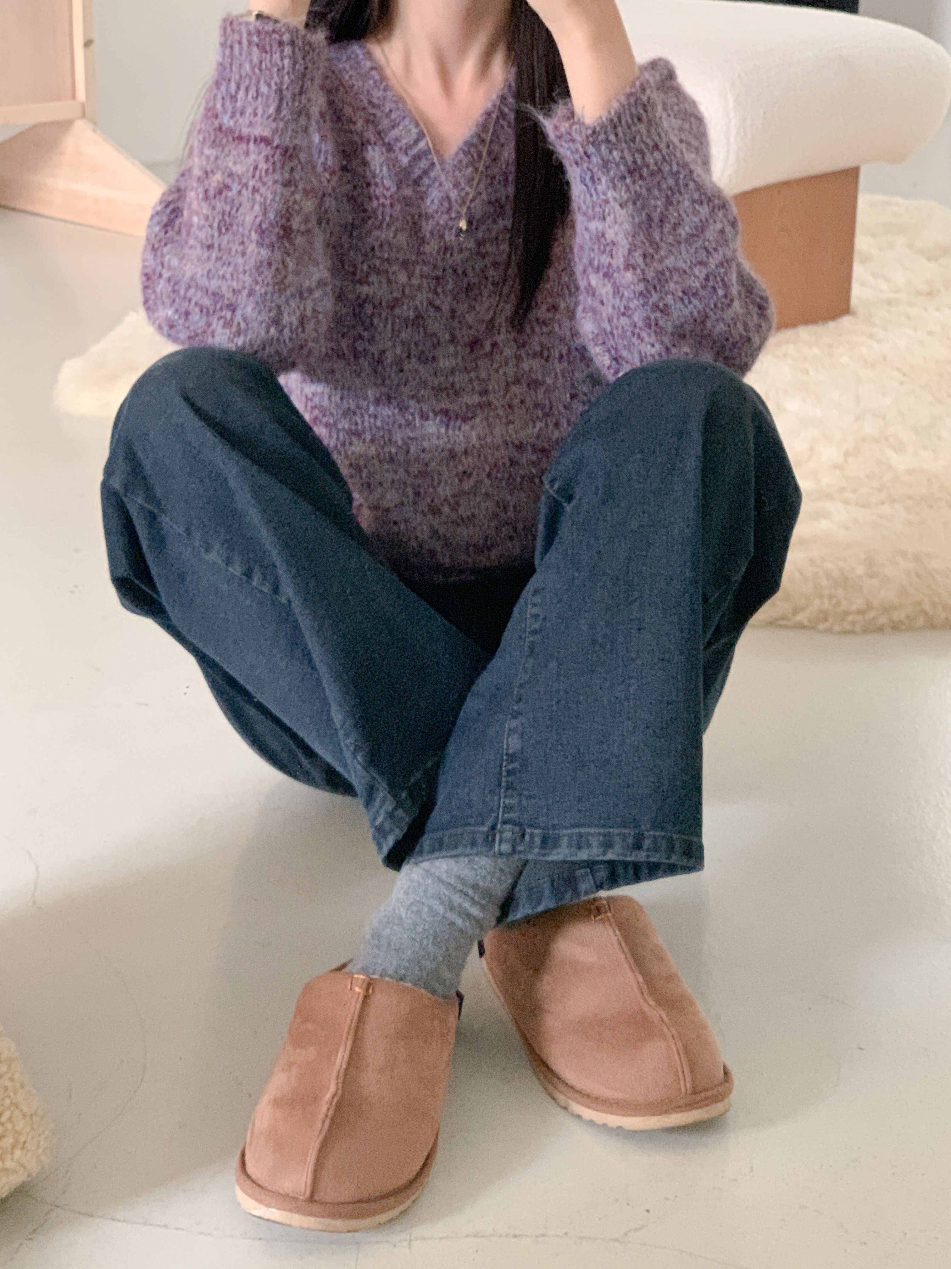 ウール混Vネックルーズカラーニット | 詳細画像12