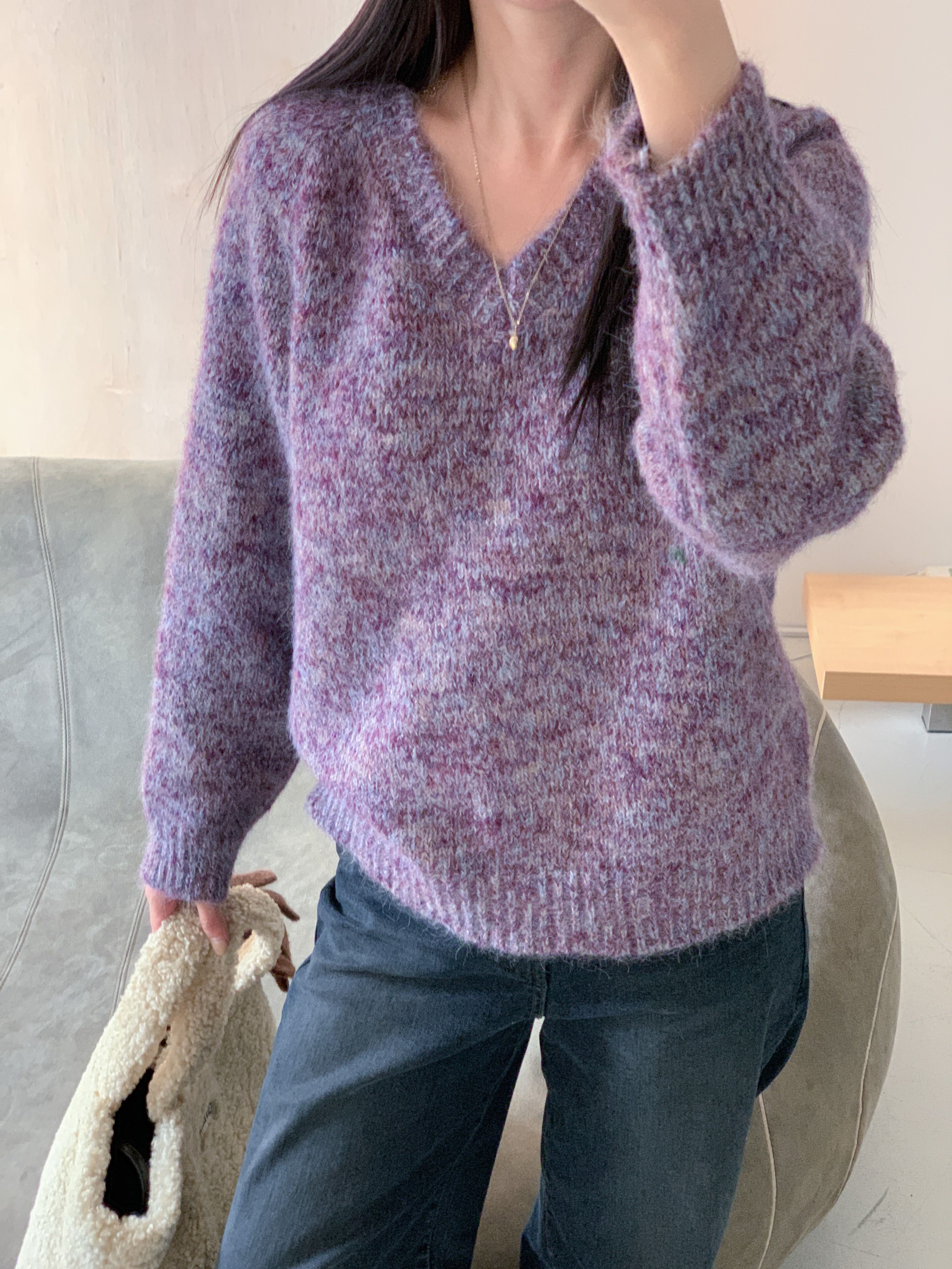 ウール混Vネックルーズカラーニット | 詳細画像15