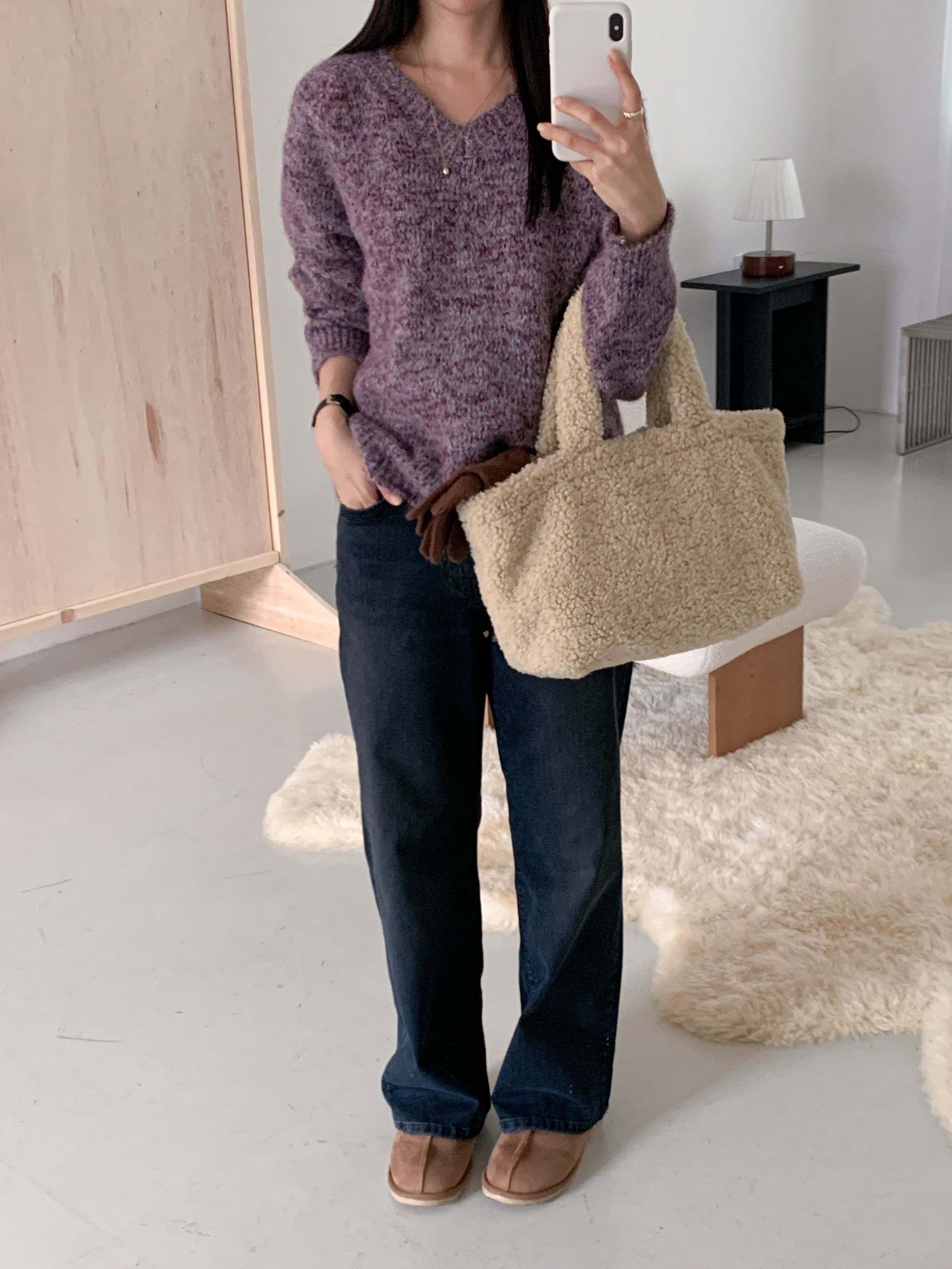 ウール混Vネックルーズカラーニット | 詳細画像17