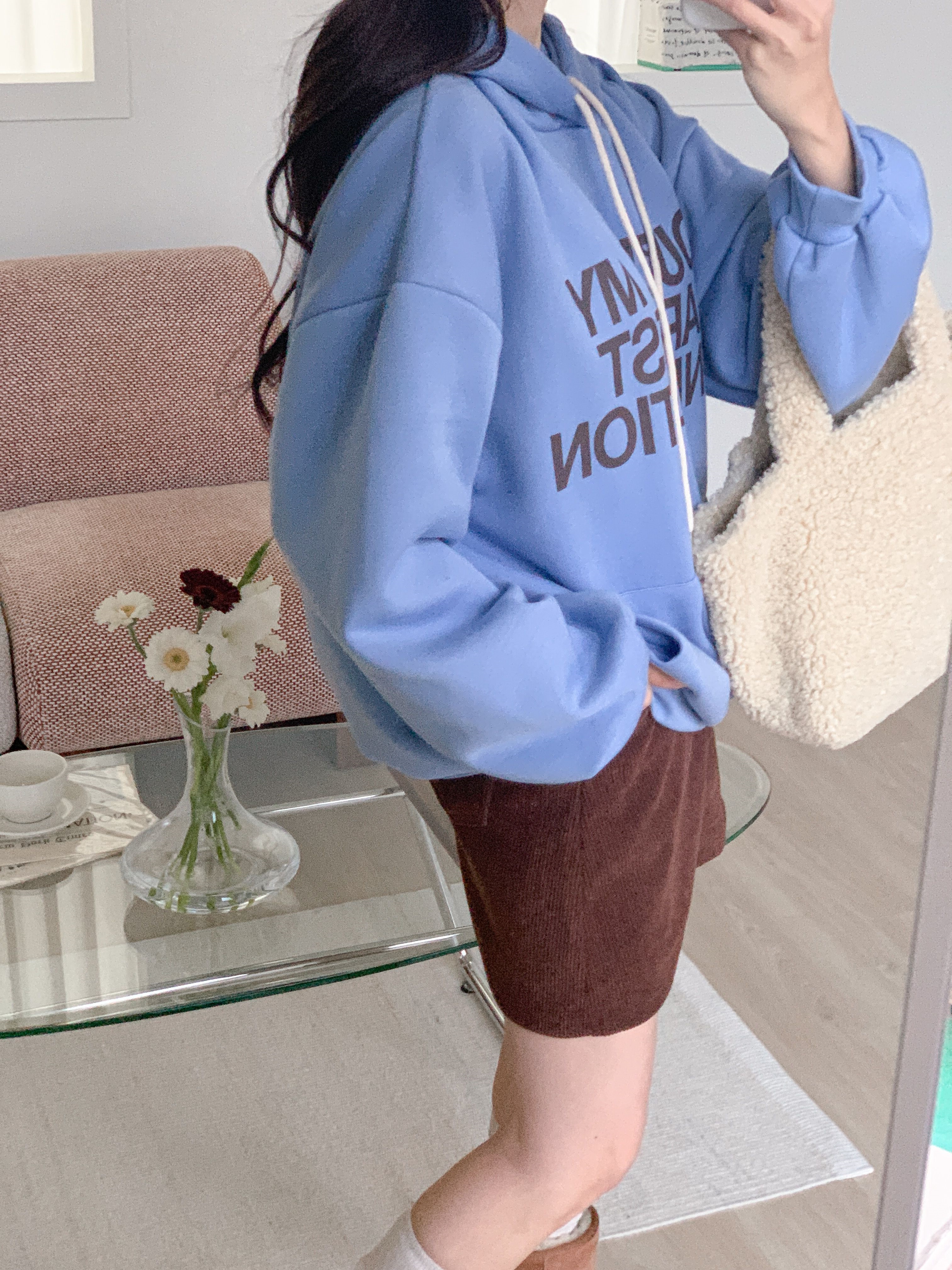 裏起毛フード長袖カンガルーポケットプリントカラーパーカー | 詳細画像3