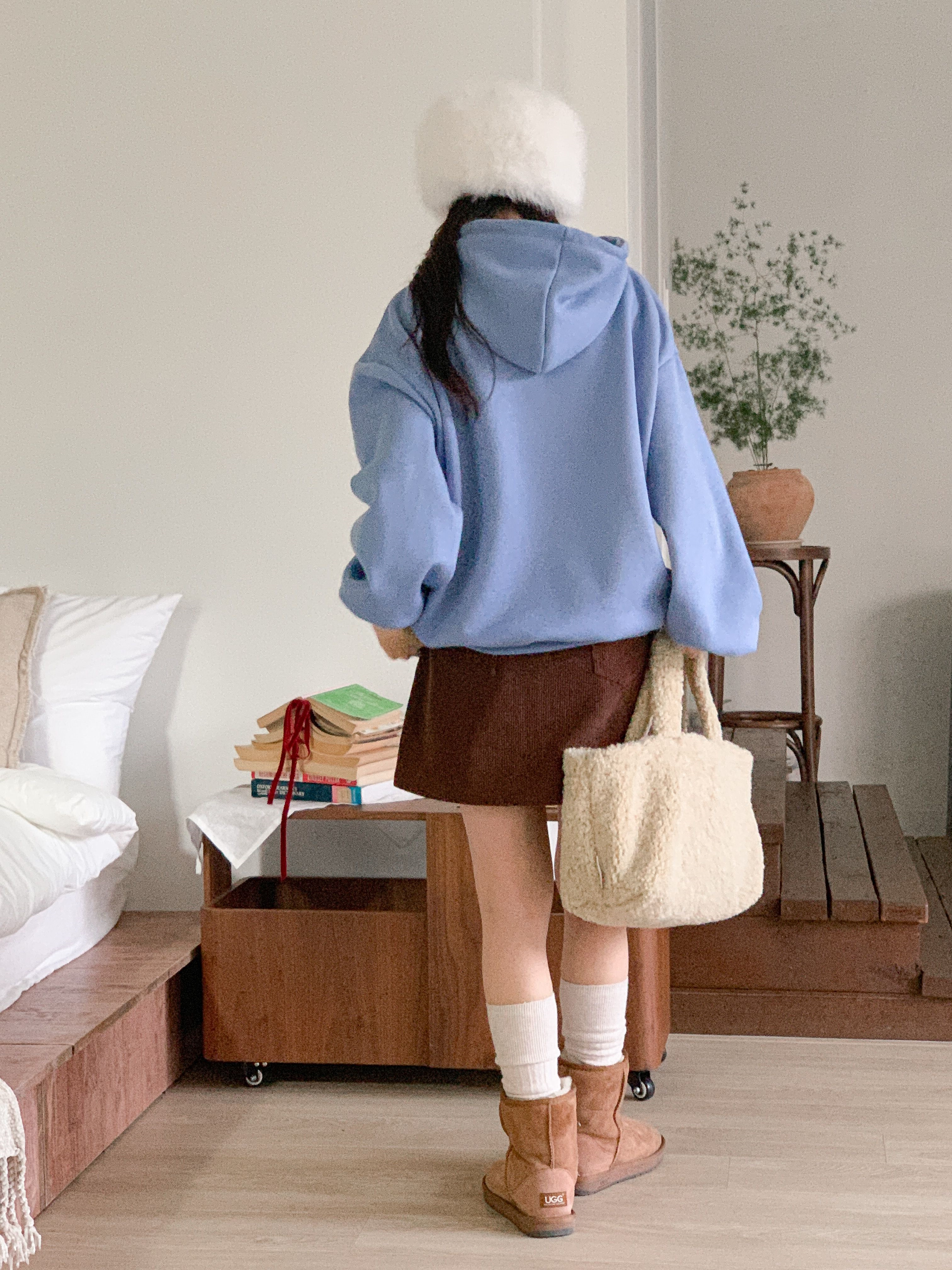 裏起毛フード長袖カンガルーポケットプリントカラーパーカー | 詳細画像7