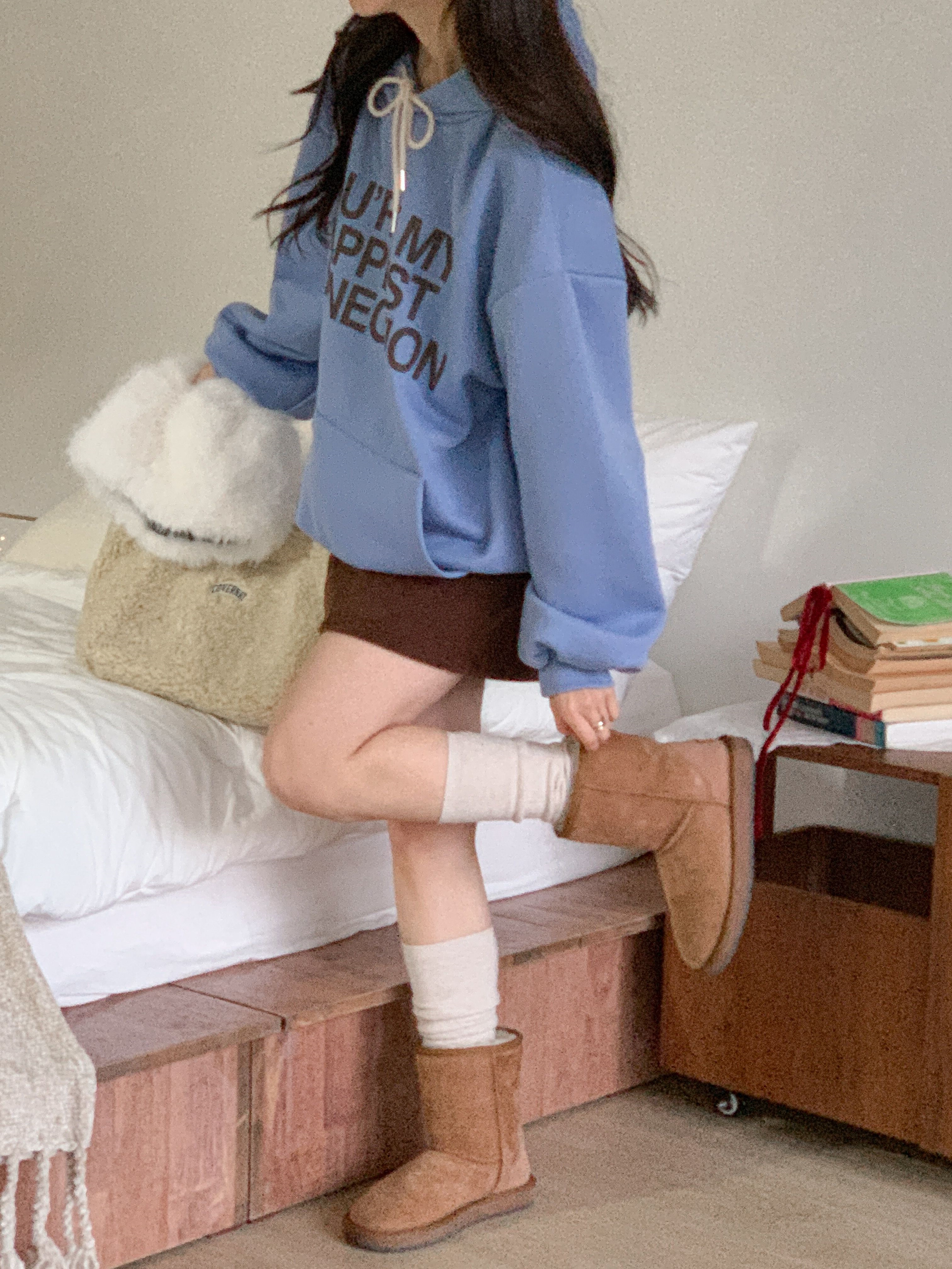 裏起毛フード長袖カンガルーポケットプリントカラーパーカー | 詳細画像8