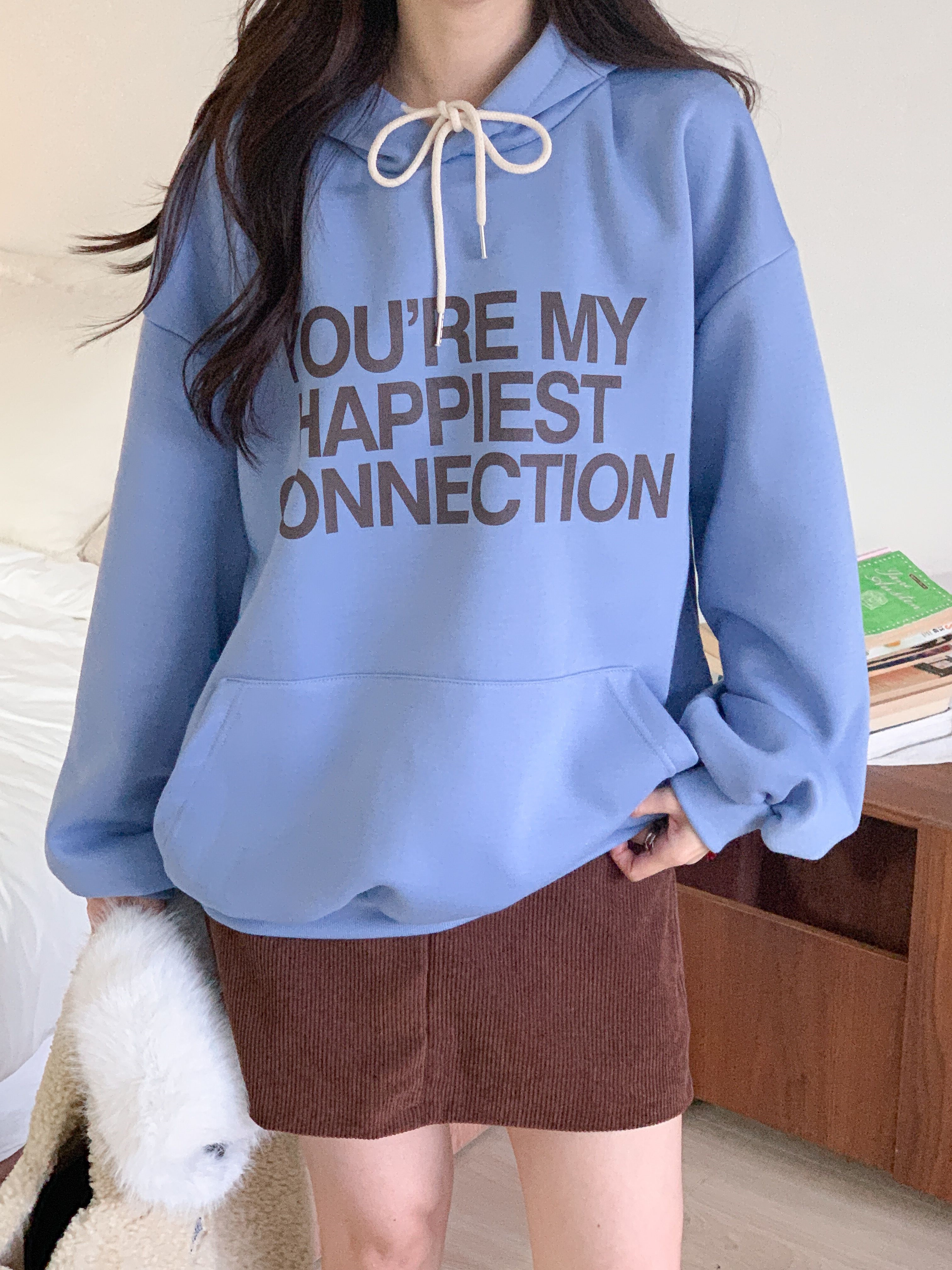 裏起毛フード長袖カンガルーポケットプリントカラーパーカー | 詳細画像10