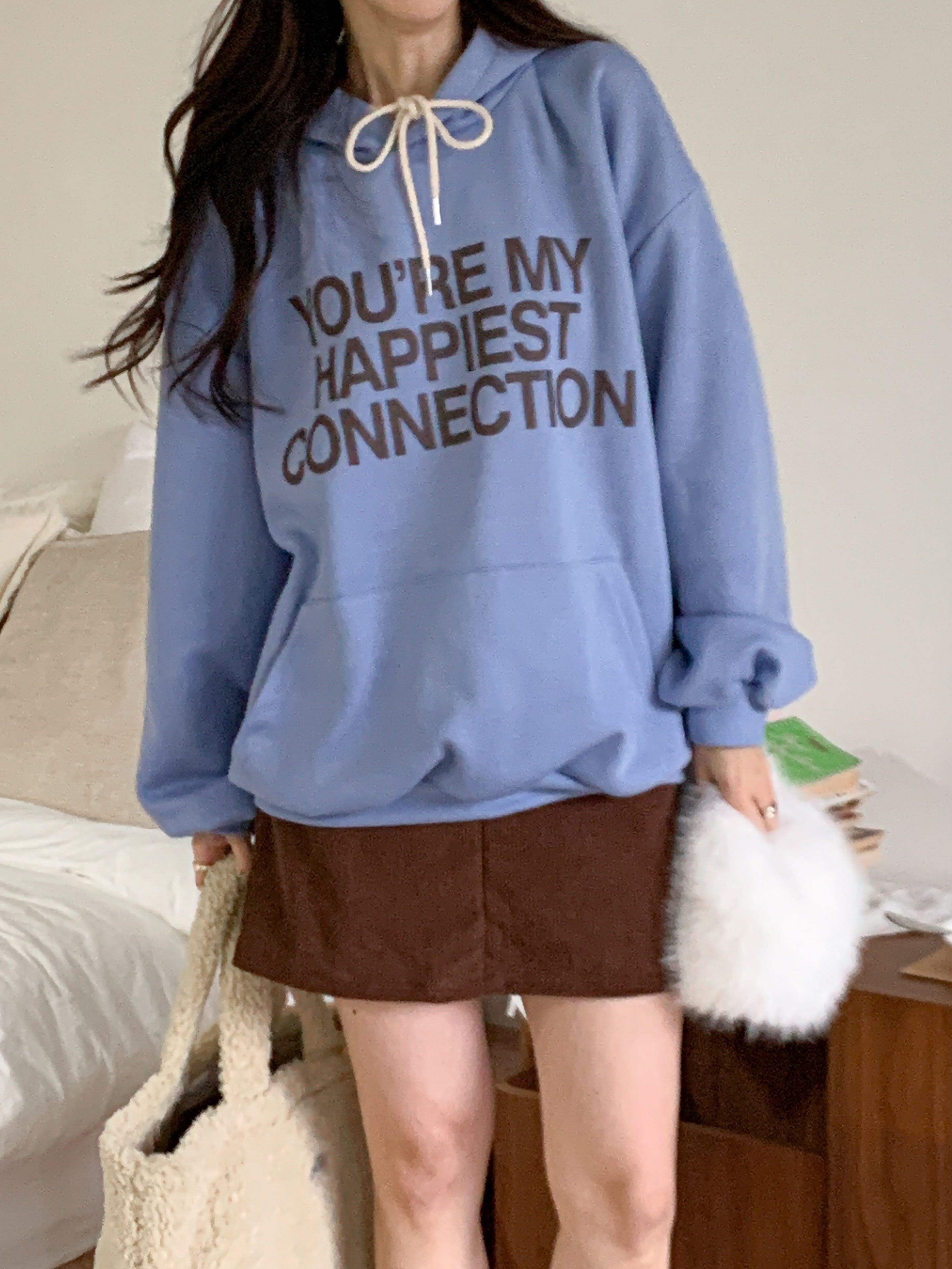 裏起毛フード長袖カンガルーポケットプリントカラーパーカー | 詳細画像11