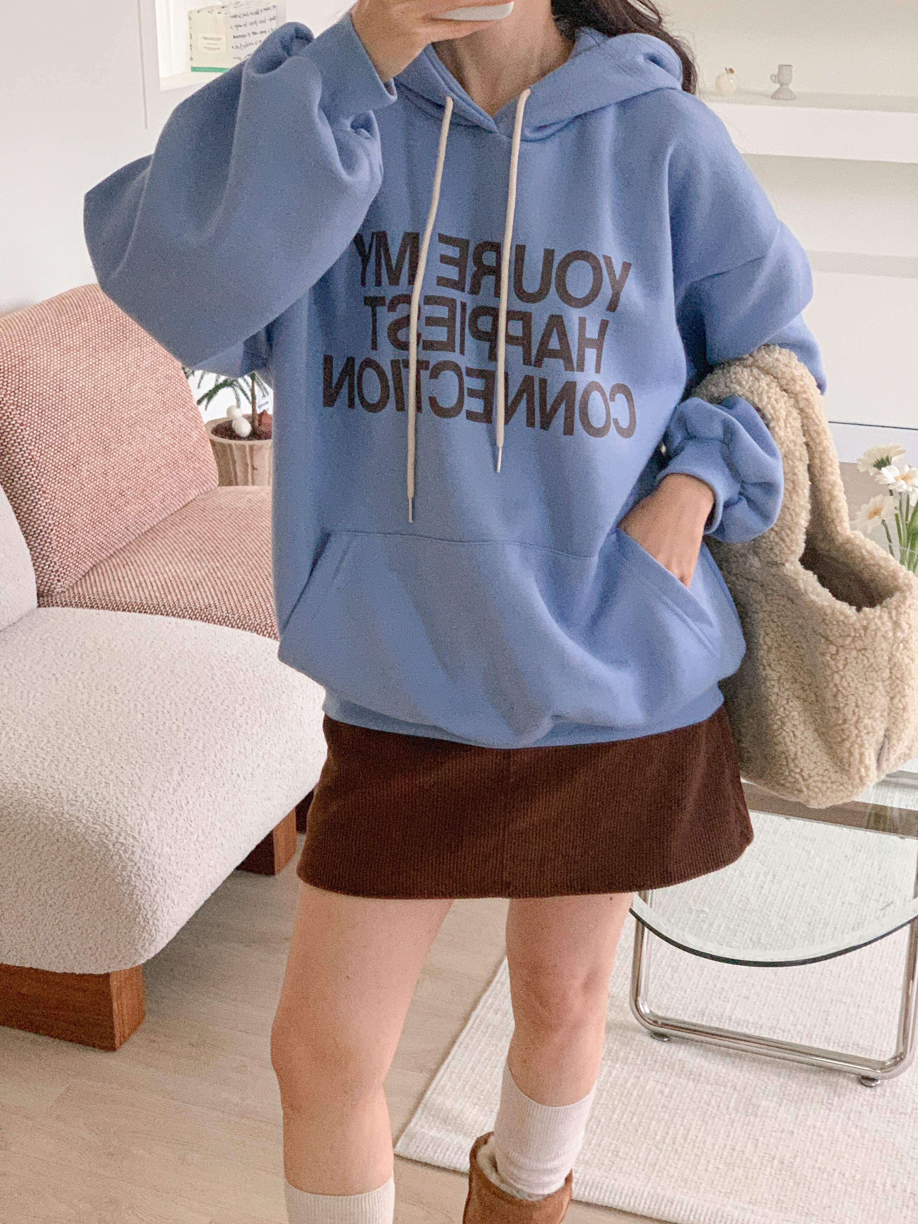 裏起毛フード長袖カンガルーポケットプリントカラーパーカー | 詳細画像17