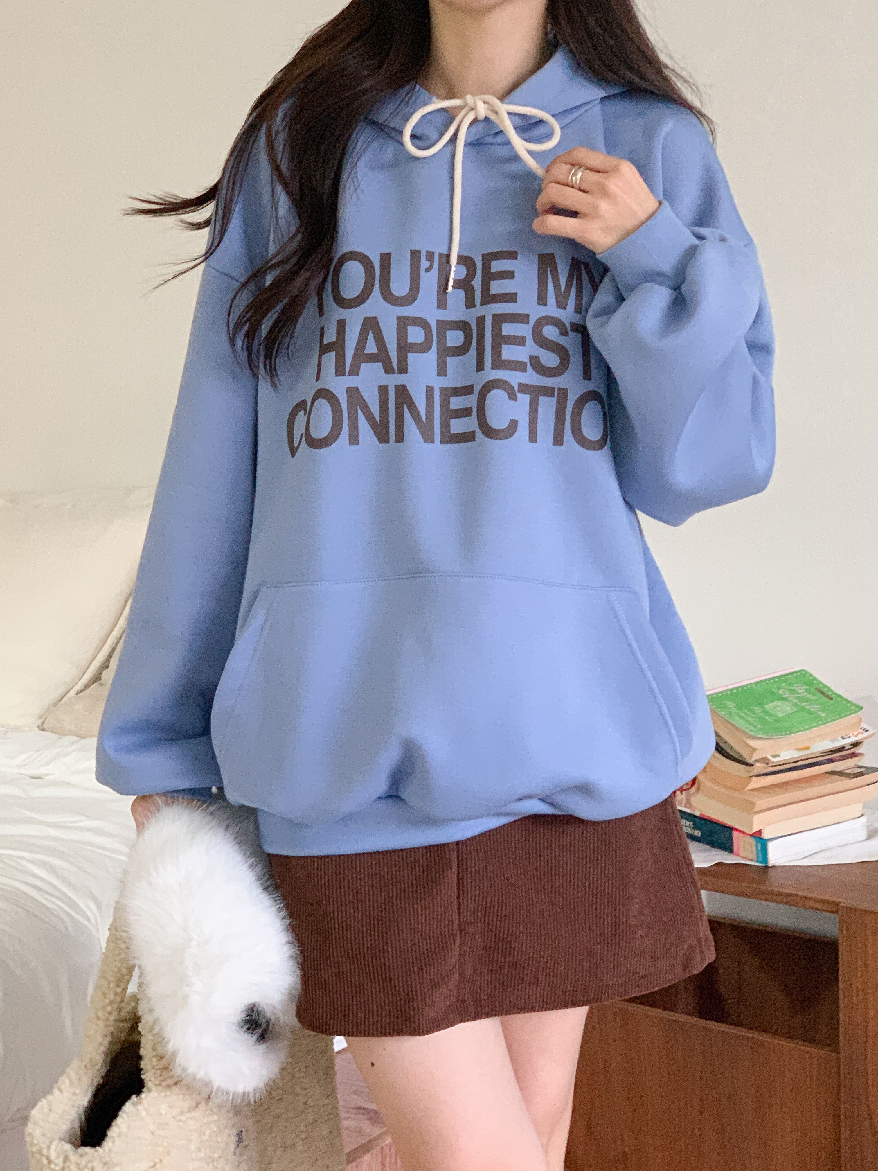 裏起毛フード長袖カンガルーポケットプリントカラーパーカー | 詳細画像21