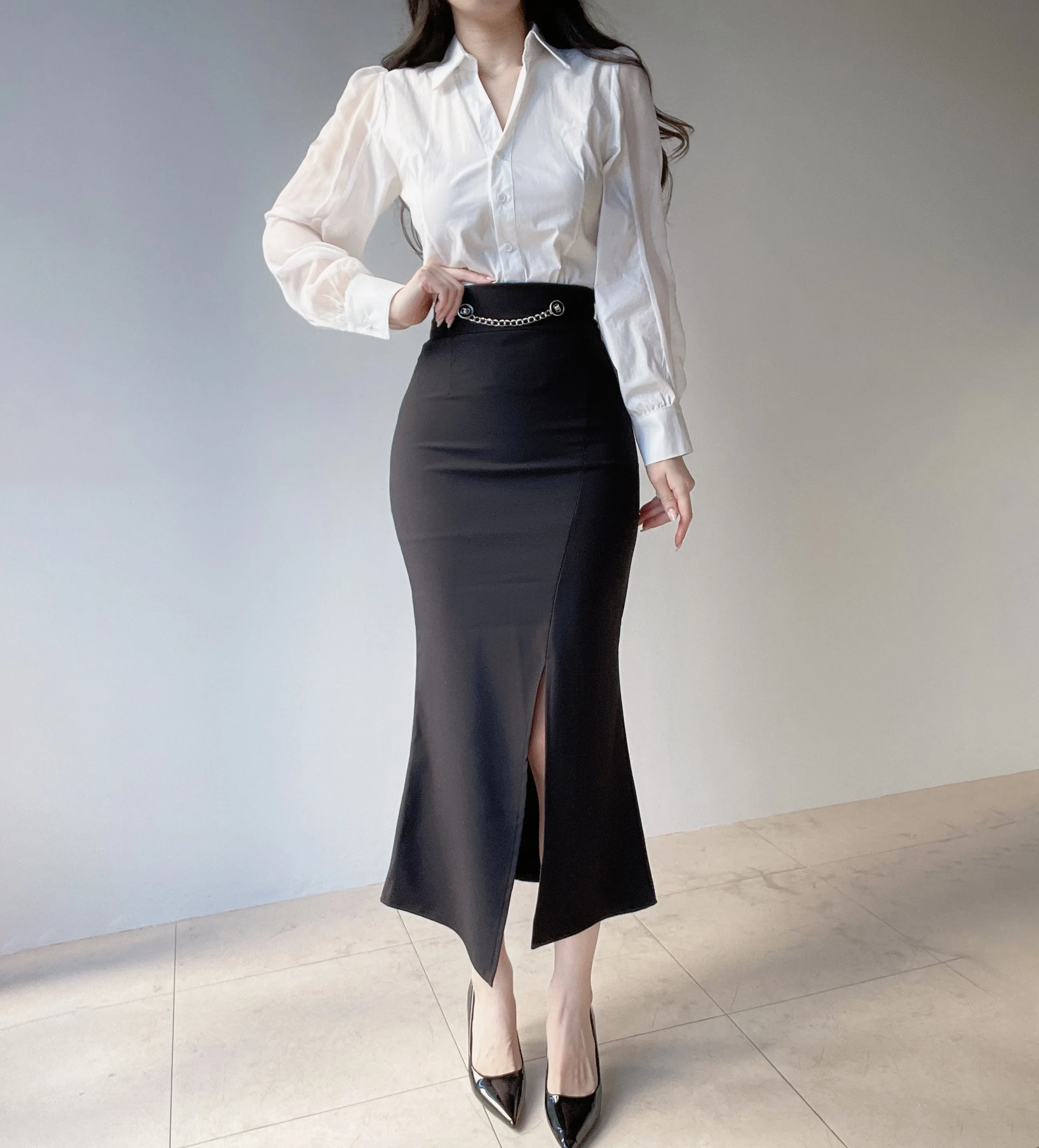 マーメイドロングスリットチェーンスカート | mirangmirang | 詳細画像10