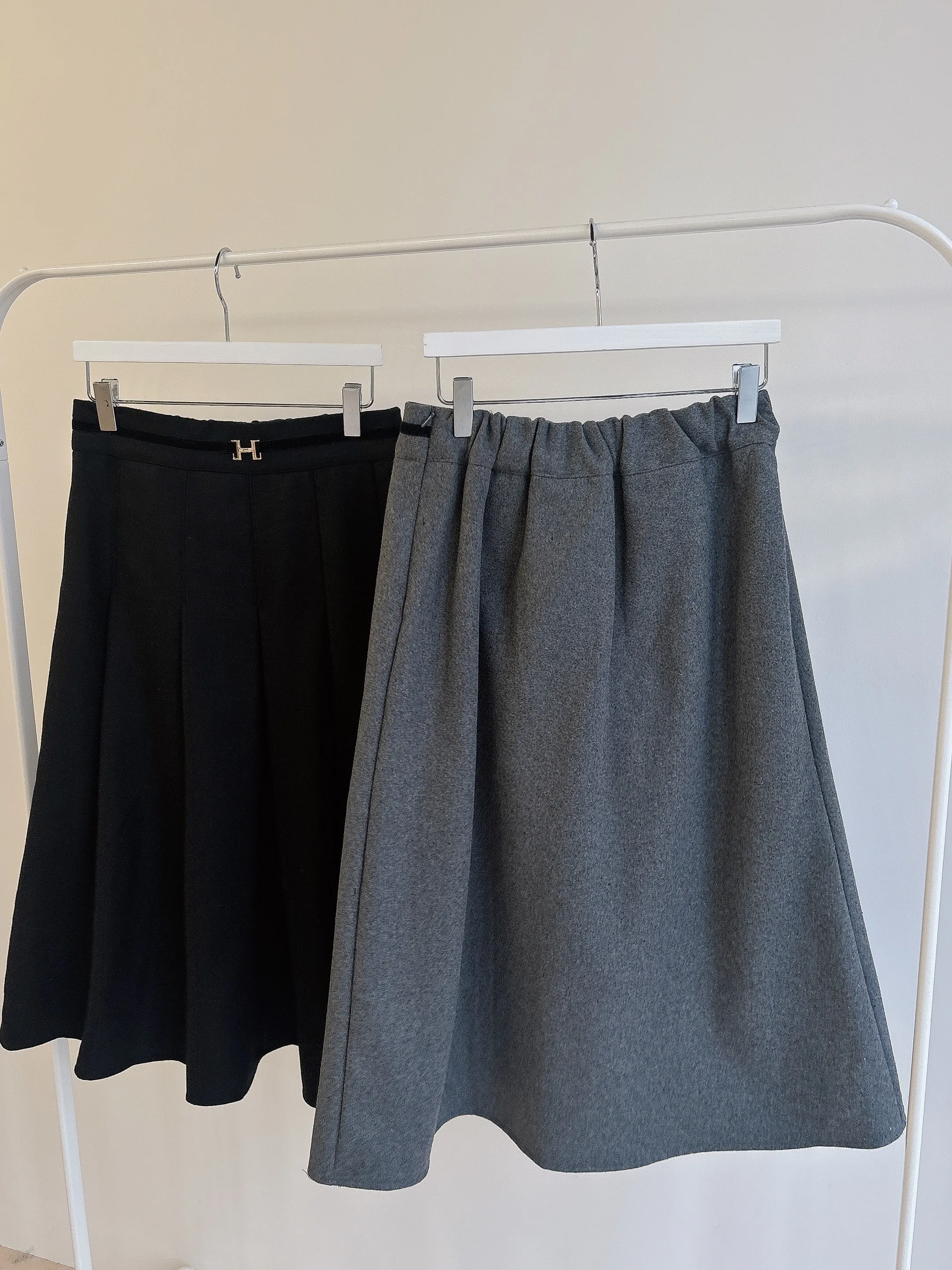 ウール混ベルトプリーツバックゴムサイドジップスカート | mirangmirang | 詳細画像22