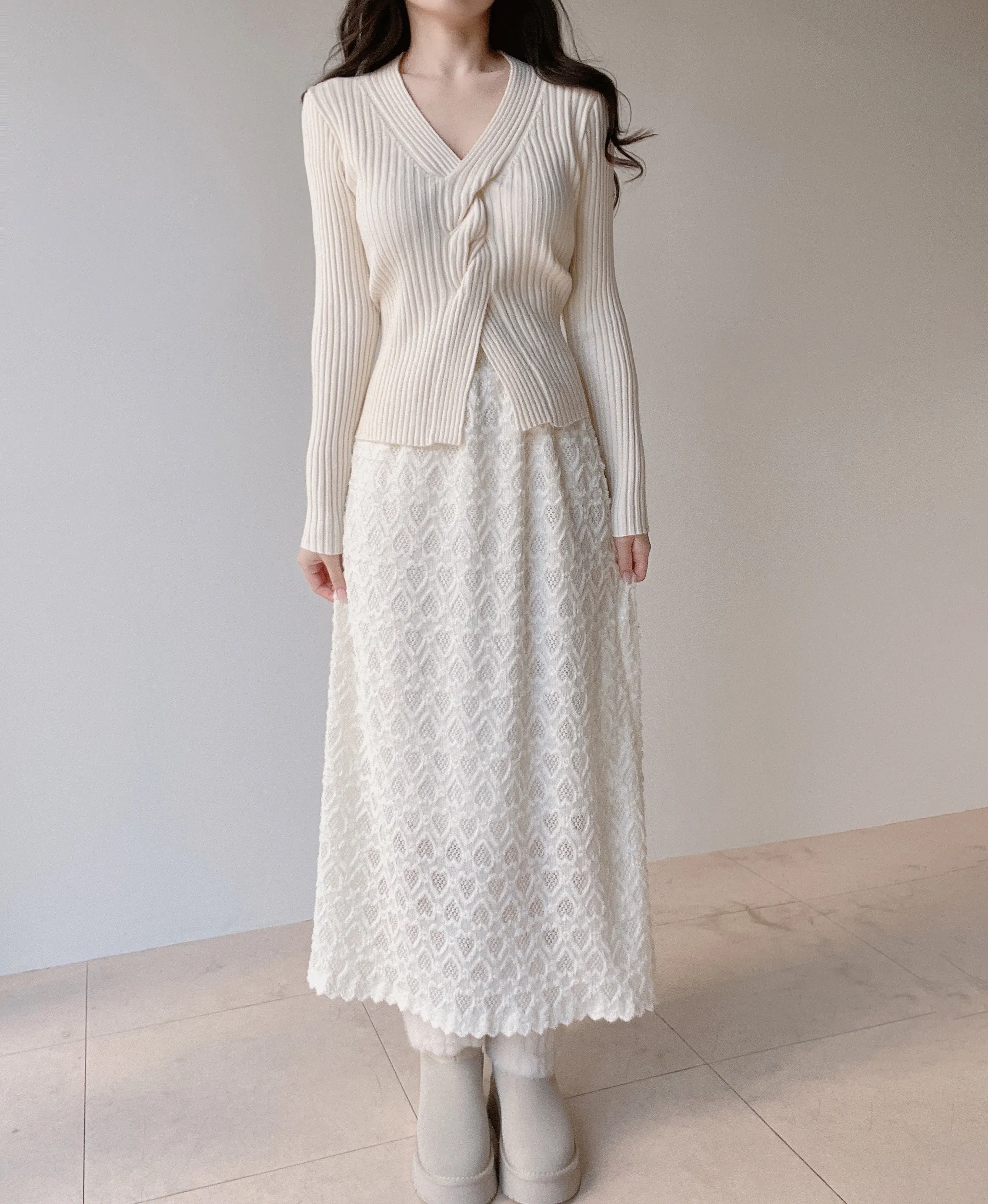 ウエストゴムロングレーススカート | mirangmirang | 詳細画像5