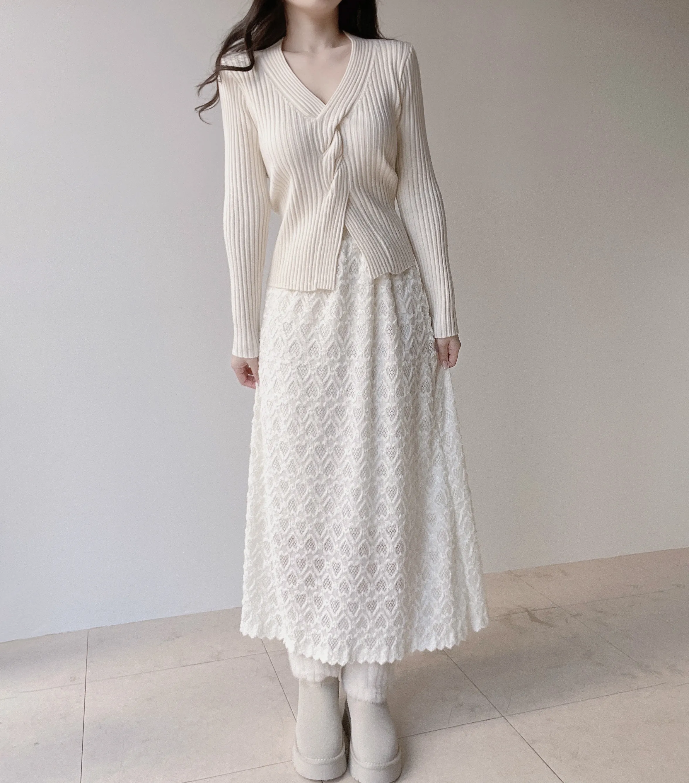 ウエストゴムロングレーススカート | mirangmirang | 詳細画像11