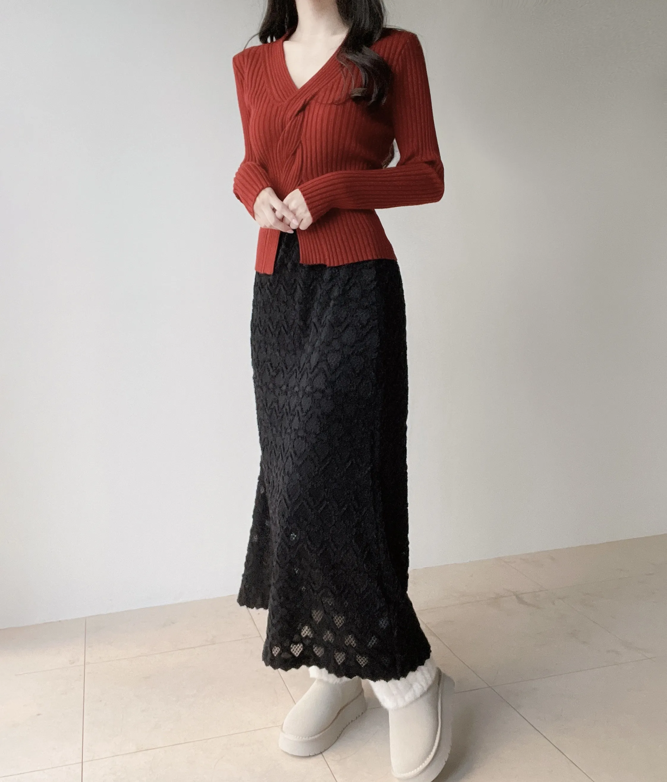 ウエストゴムロングレーススカート | mirangmirang | 詳細画像34