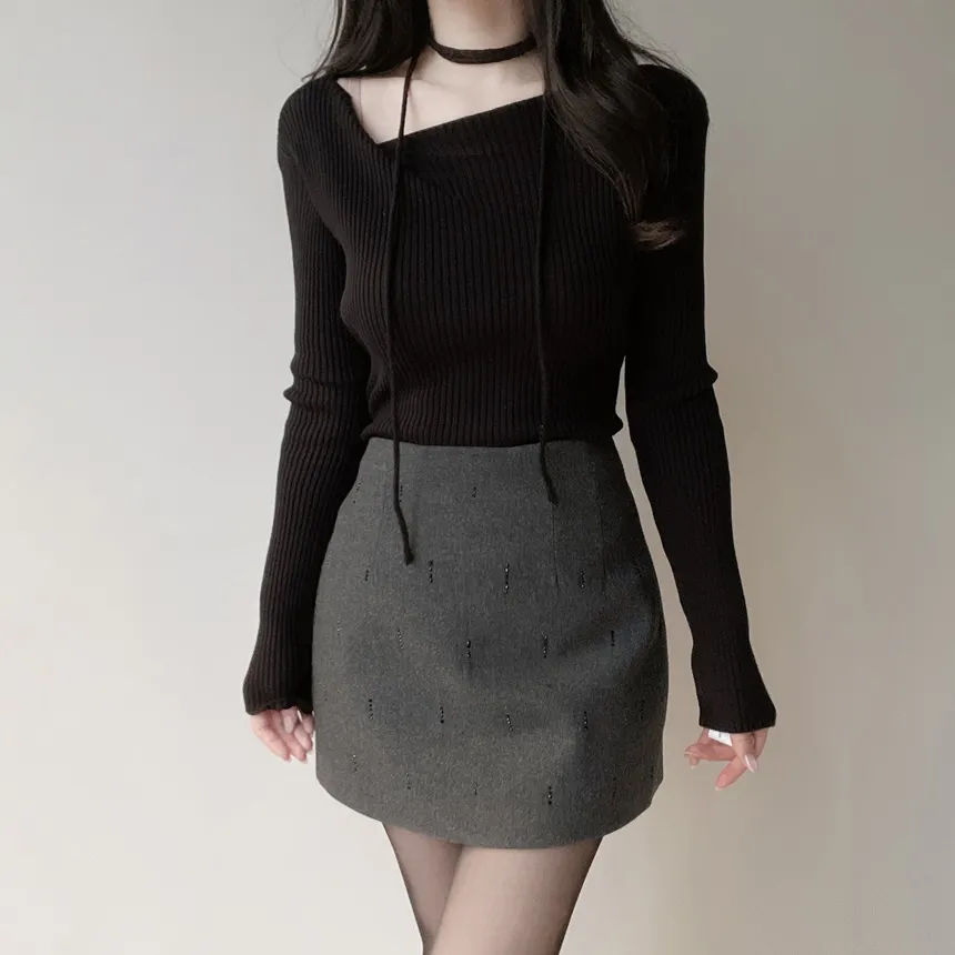 Hラインミニ刺繍スカート | mirangmirang | 詳細画像6