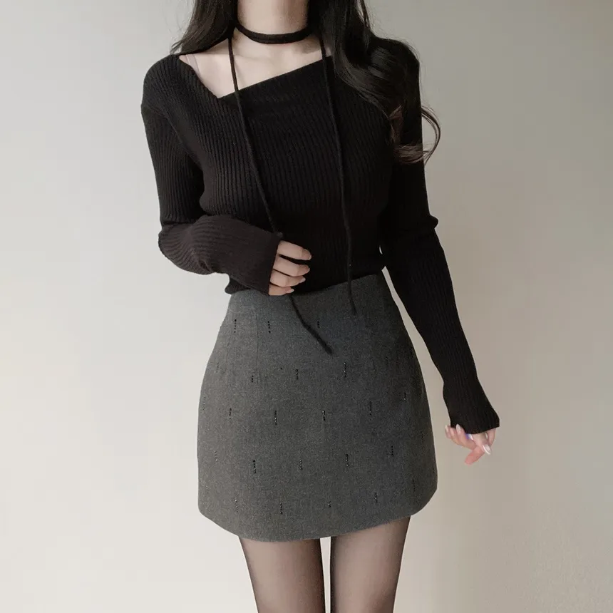 Hラインミニ刺繍スカート | mirangmirang | 詳細画像7