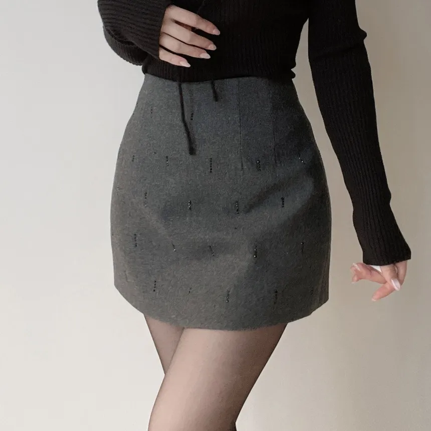 Hラインミニ刺繍スカート | mirangmirang | 詳細画像10