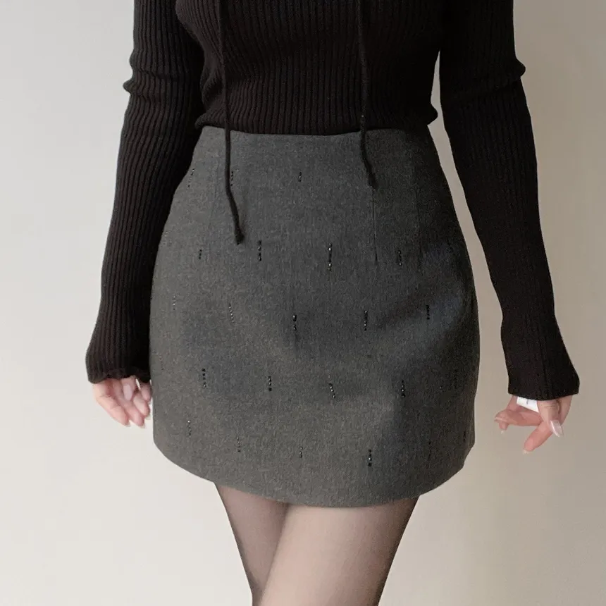 Hラインミニ刺繍スカート | mirangmirang | 詳細画像11