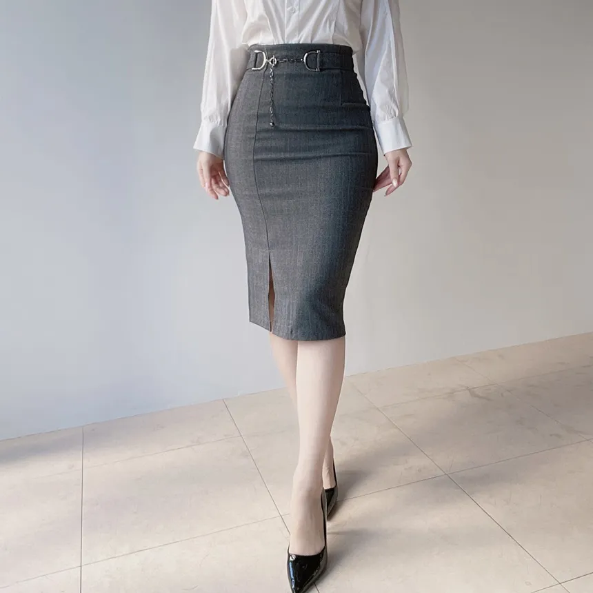 Hラインミディスリットチェーンスカート | mirangmirang | 詳細画像22