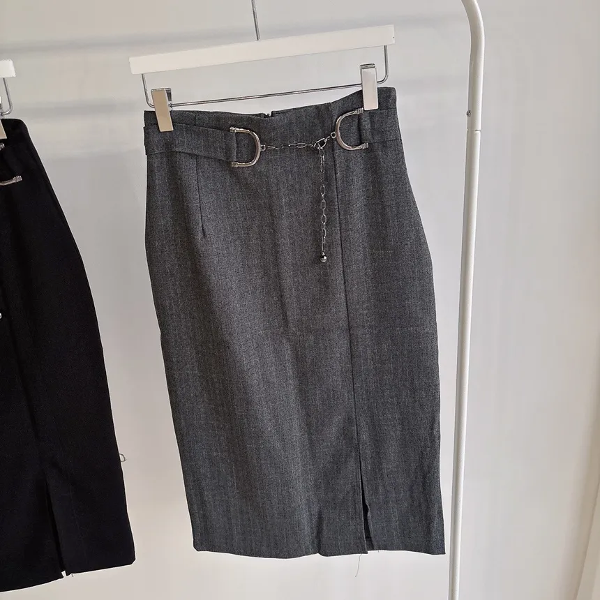 Hラインミディスリットチェーンスカート | mirangmirang | 詳細画像37