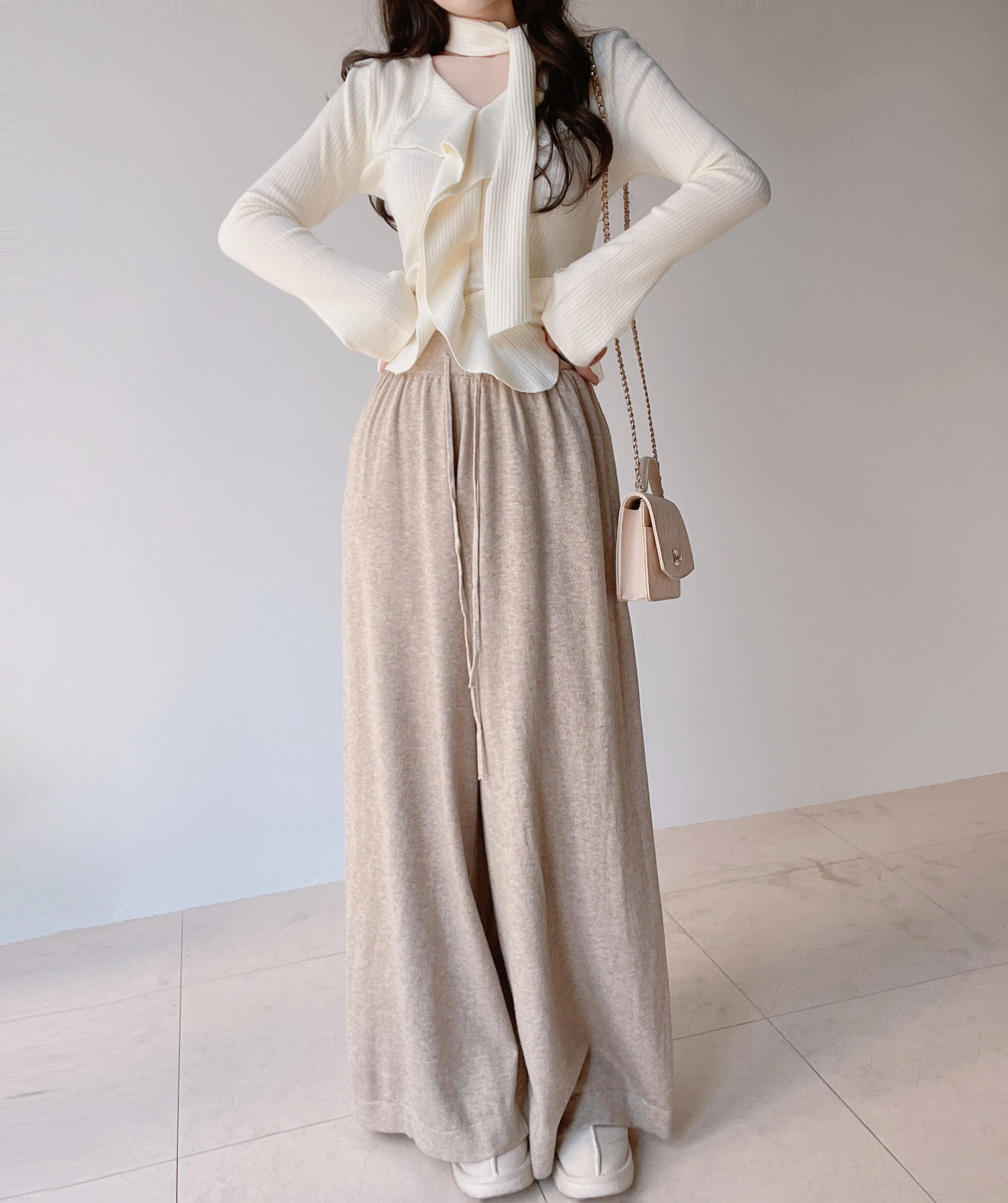 ワイドドローストリングウエストゴムパンツ | mirangmirang | 詳細画像12