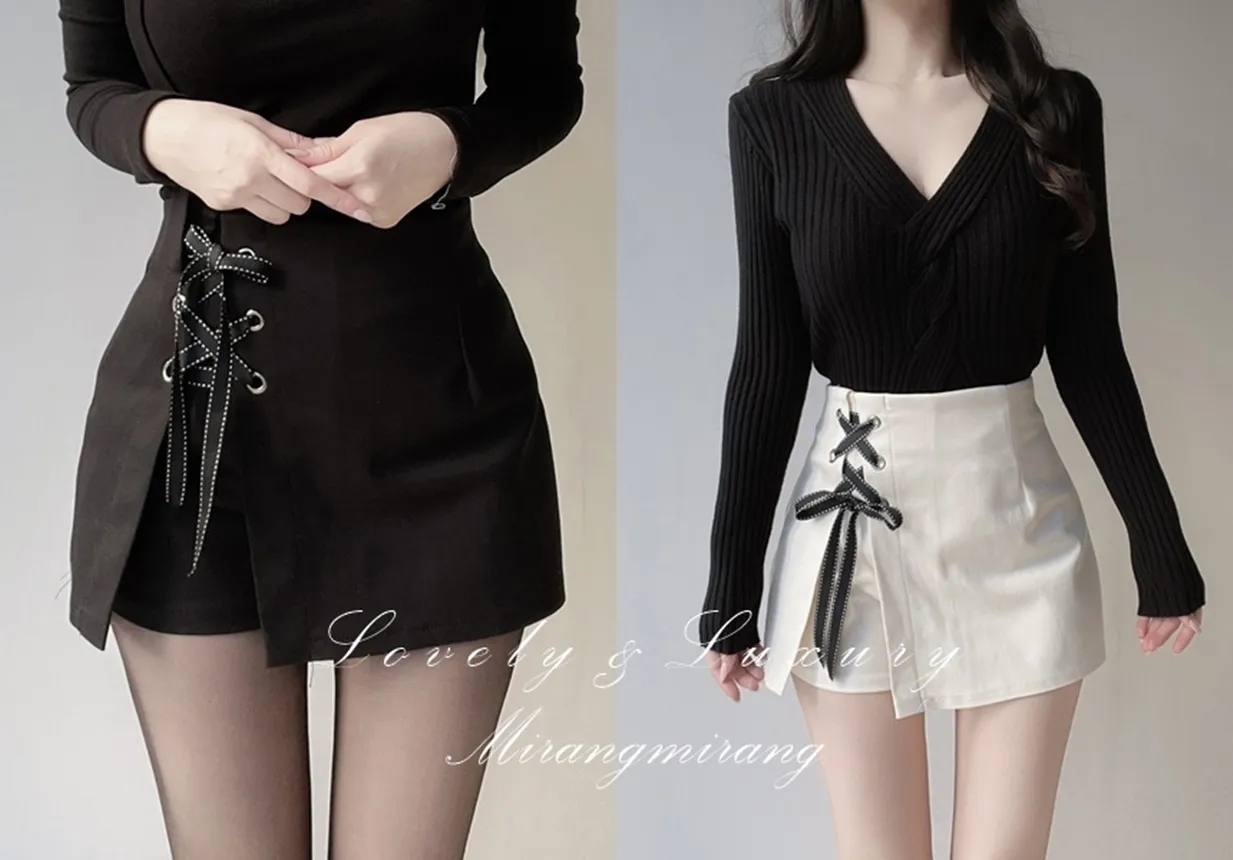 ハイウエストアイレットリボンショートパンツ | mirangmirang | 詳細画像1