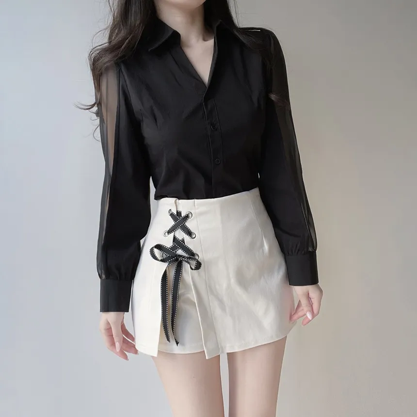 ハイウエストアイレットリボンショートパンツ | mirangmirang | 詳細画像25