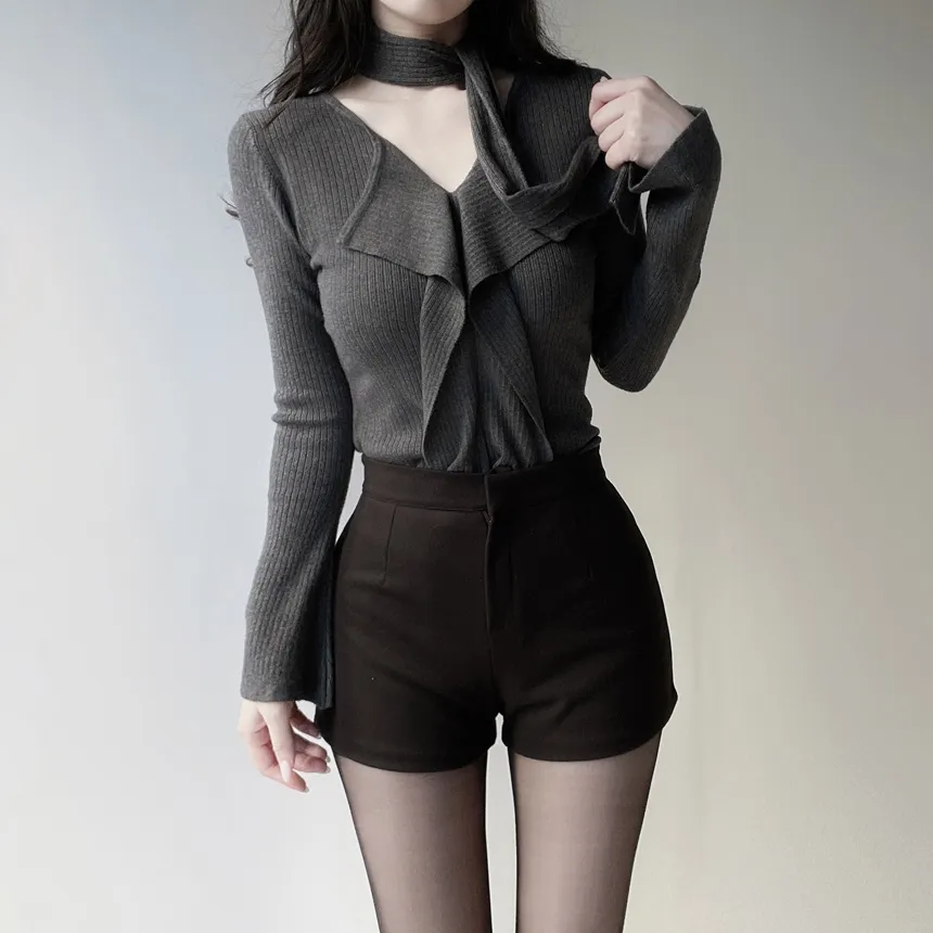 ウール混ハイウエストショートパンツ | mirangmirang | 詳細画像5