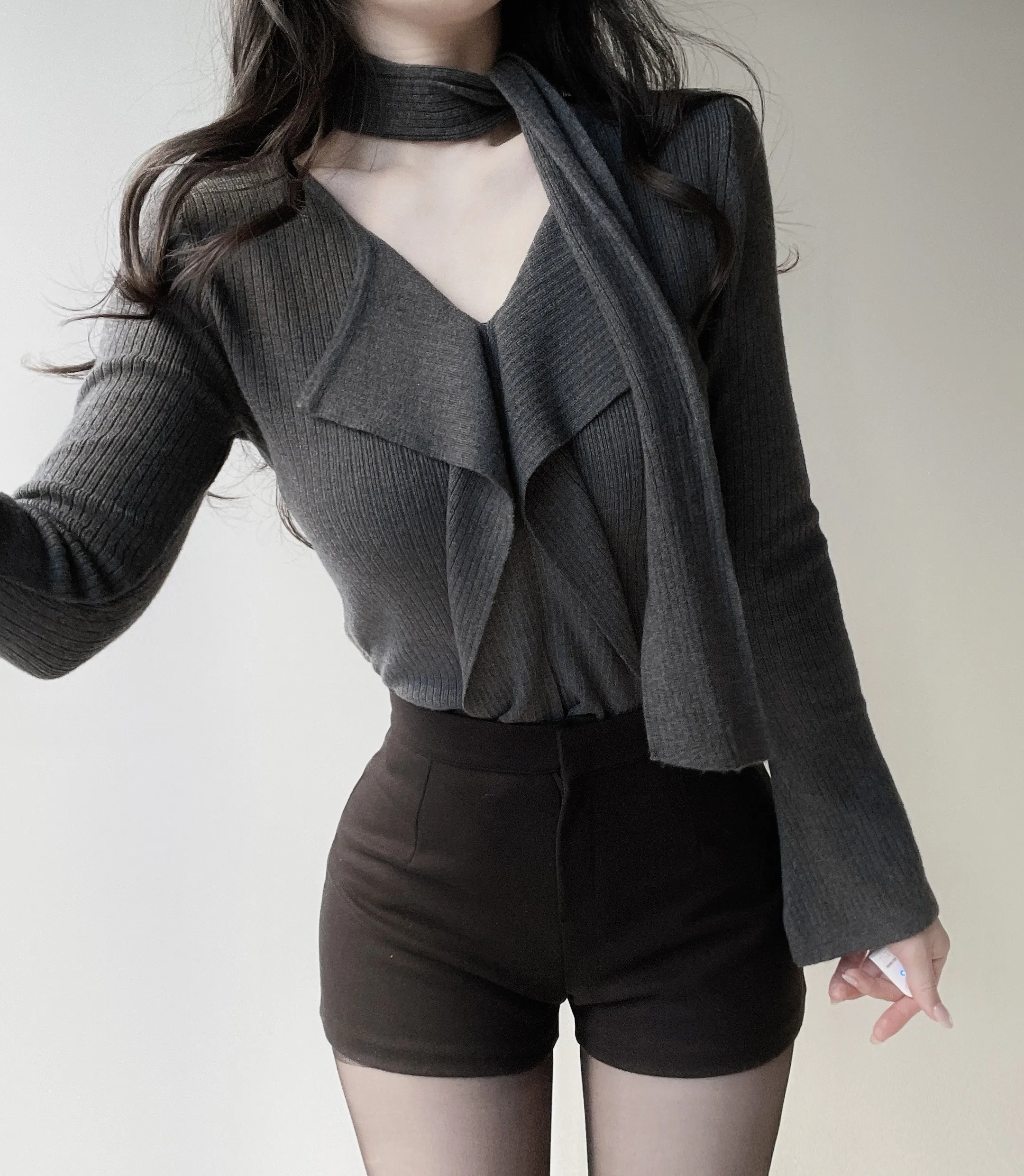 ウール混ハイウエストショートパンツ | mirangmirang | 詳細画像11